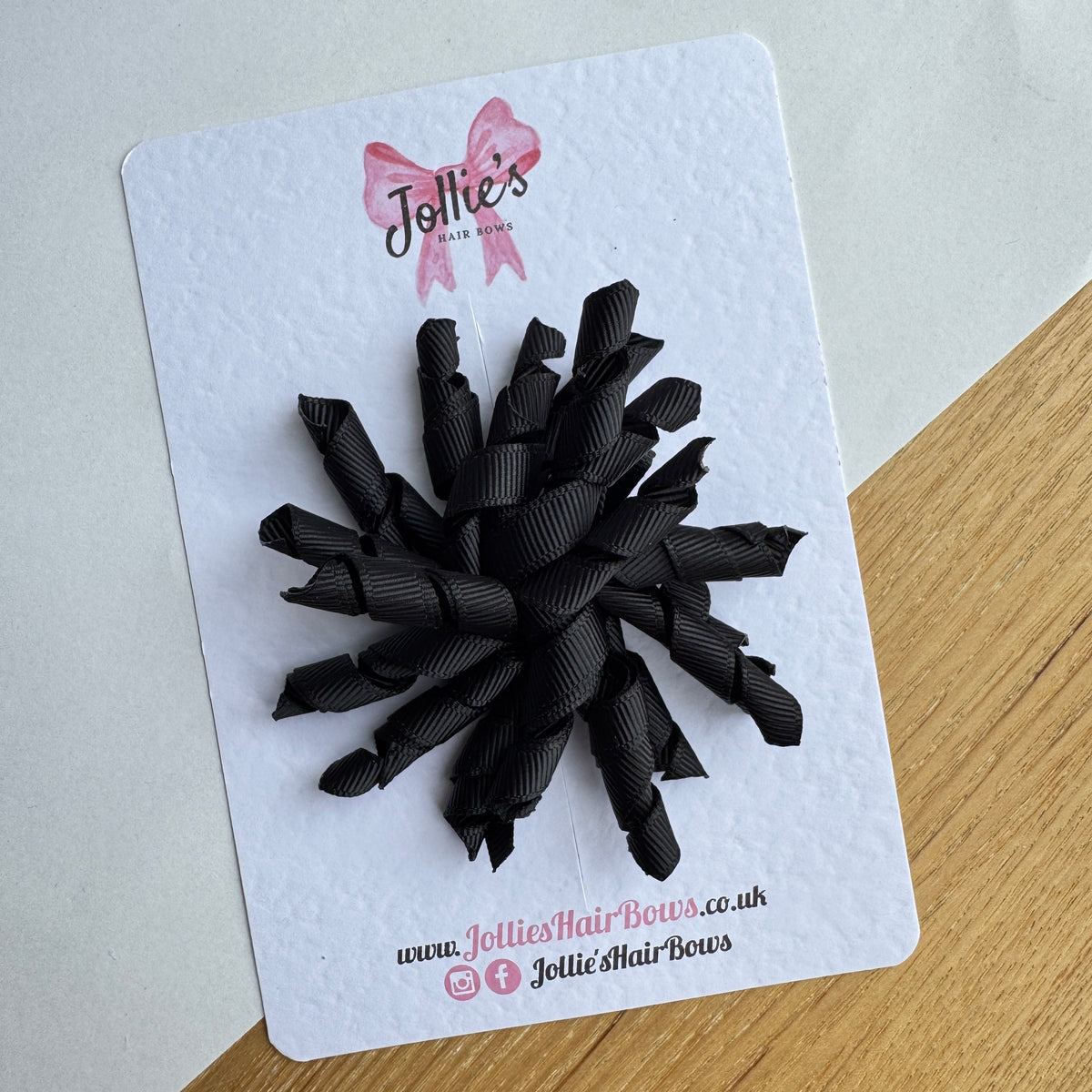 3.5" Black Corker Hair Bow with Lined Alligator Clip (Single) β Grosgrain Ribbon