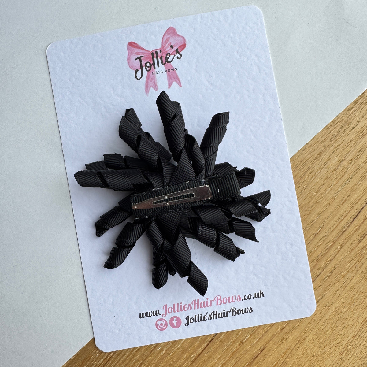 3.5" Black Corker Hair Bow with Lined Alligator Clip (Single) β Grosgrain Ribbon