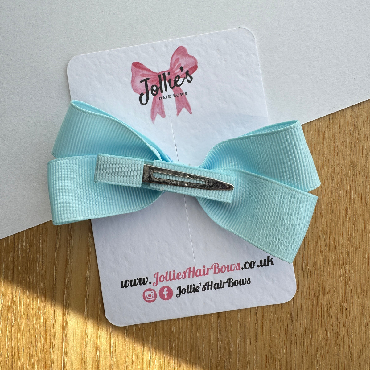 3.5" Blue Gingham Bow with Clip – Grosgrain Ribbon Hair Bow for Girls