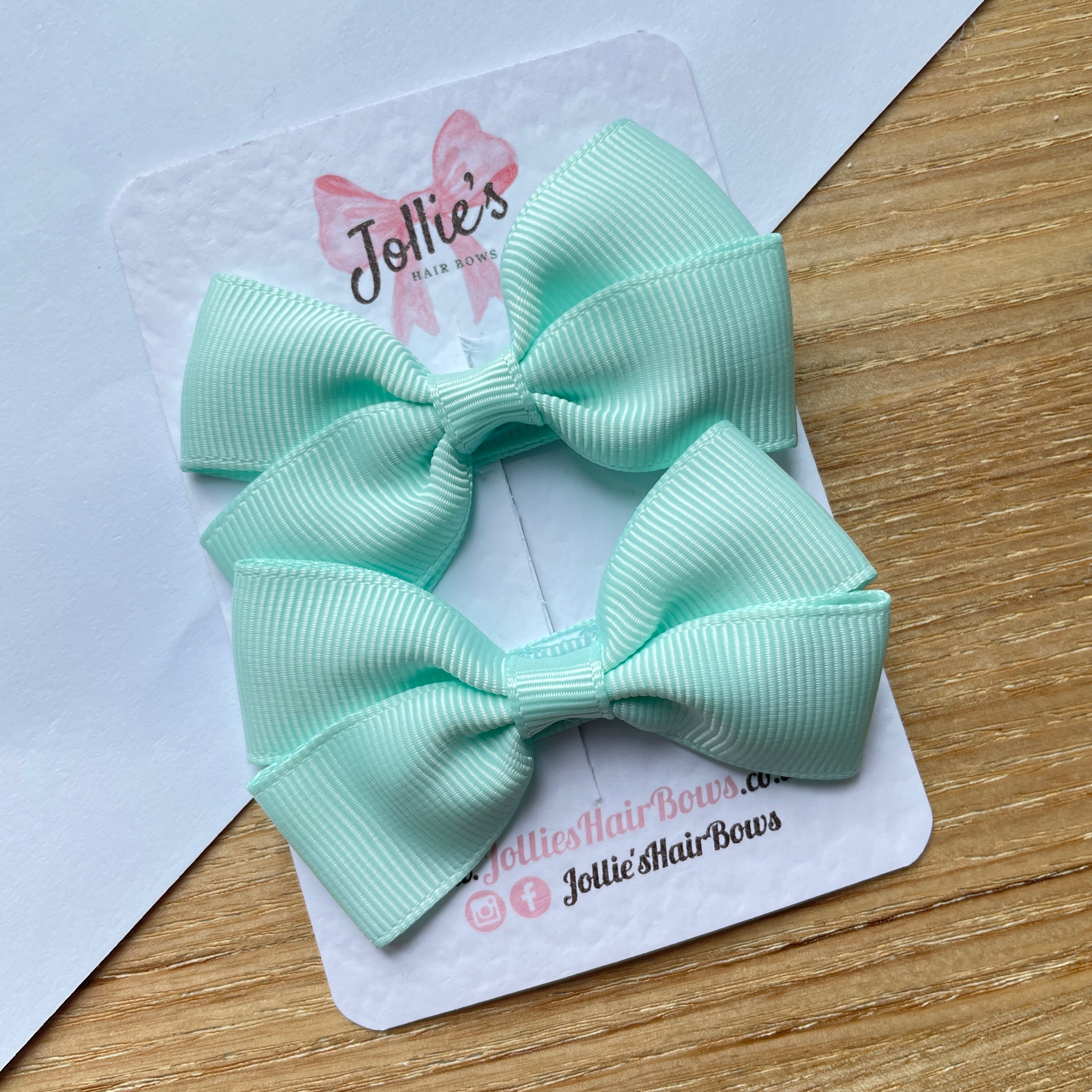 2.75" Crystalline Classic Hair Bows (Pair) – Grosgrain Ribbon with Lined Alligator Clips