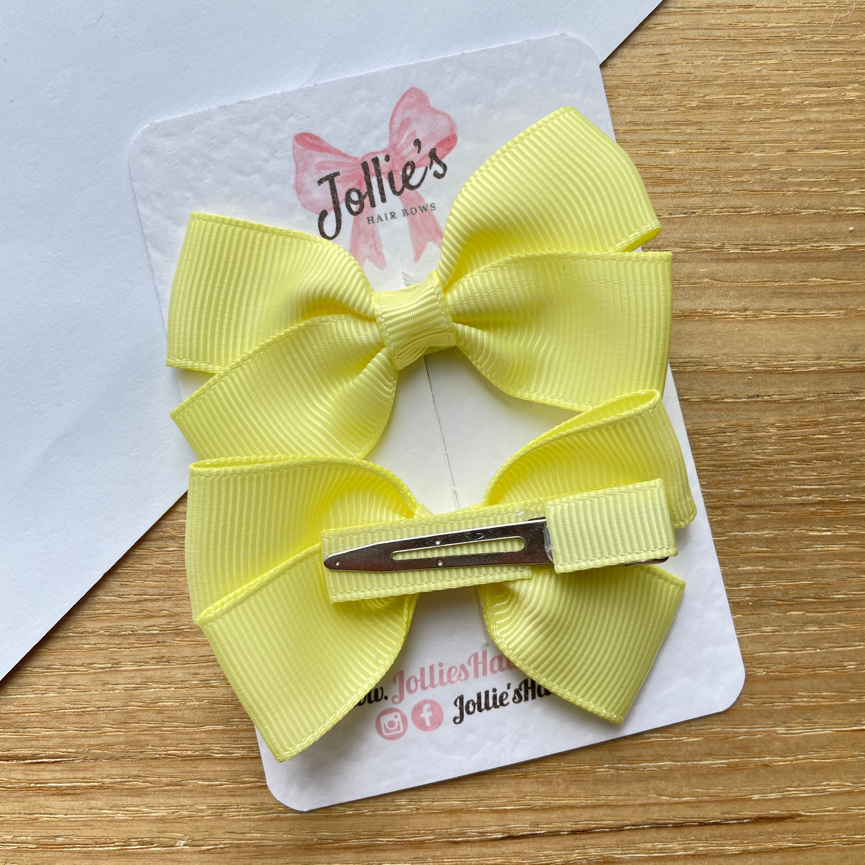 2.75" Baby Maize Classic Hair Bows (Pair) – Grosgrain Ribbon with Lined Alligator Clips