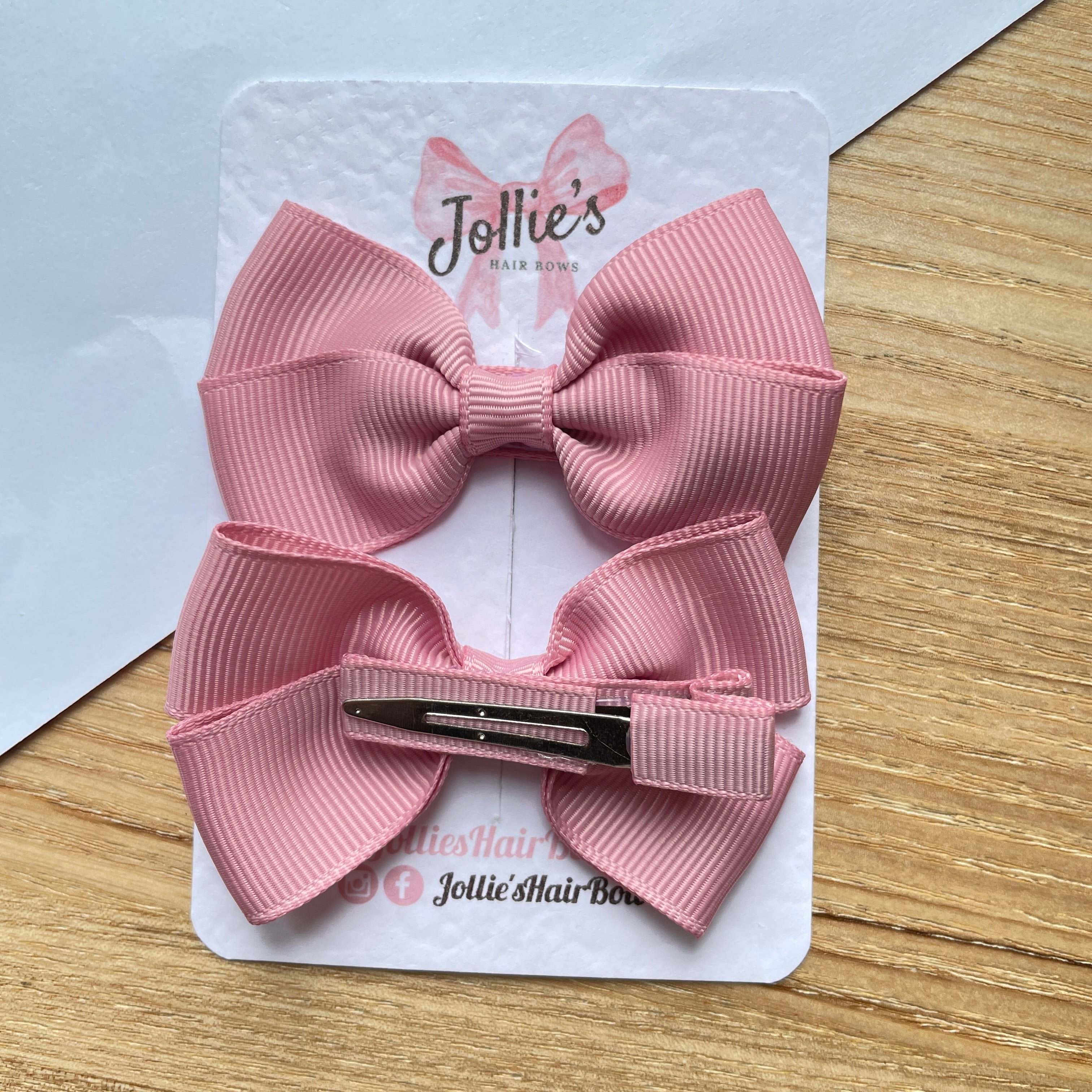 2.75" Peony Classic Hair Bows (Pair) – Grosgrain Ribbon with Lined Alligator Clips