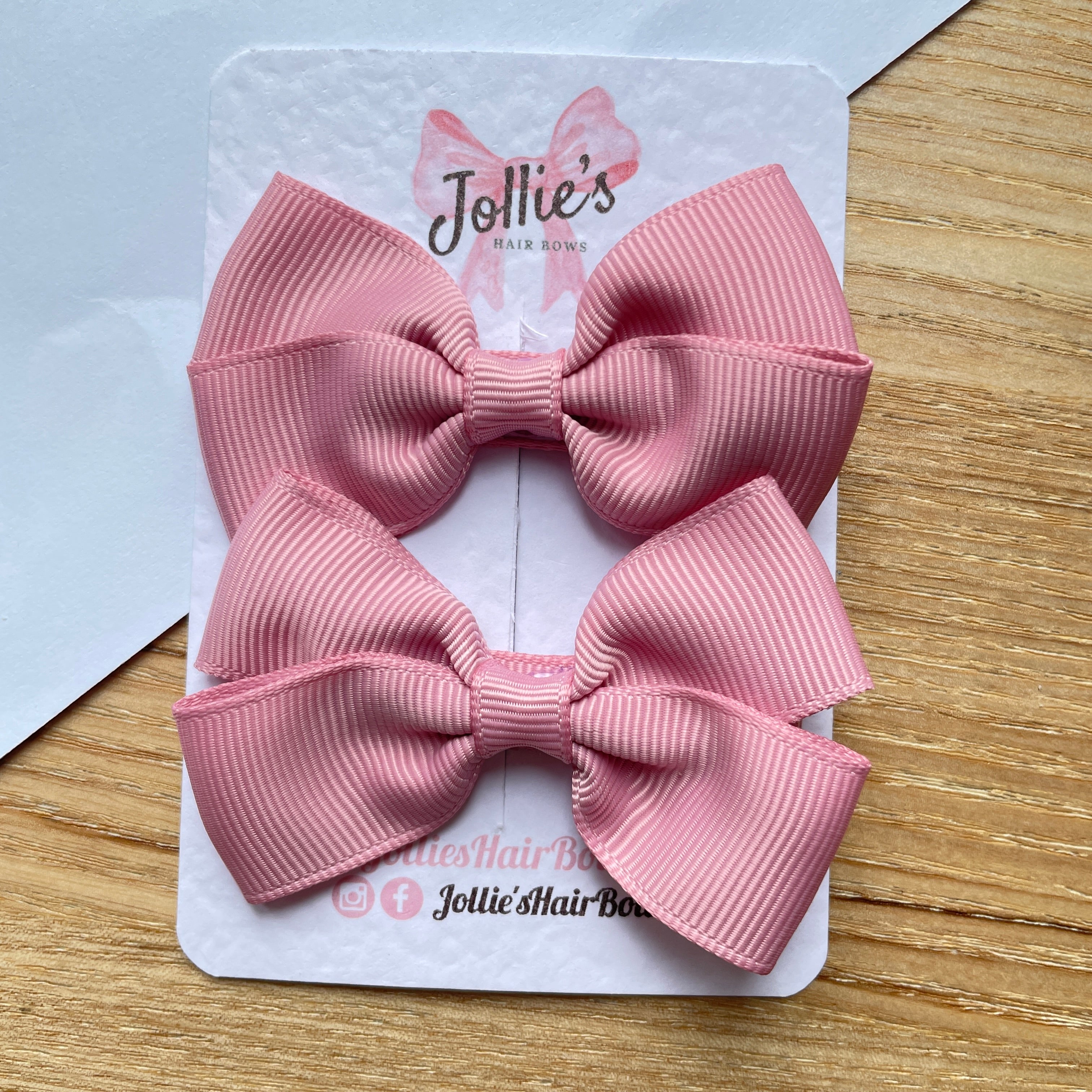 2.75" Peony Classic Hair Bows (Pair) – Grosgrain Ribbon with Lined Alligator Clips