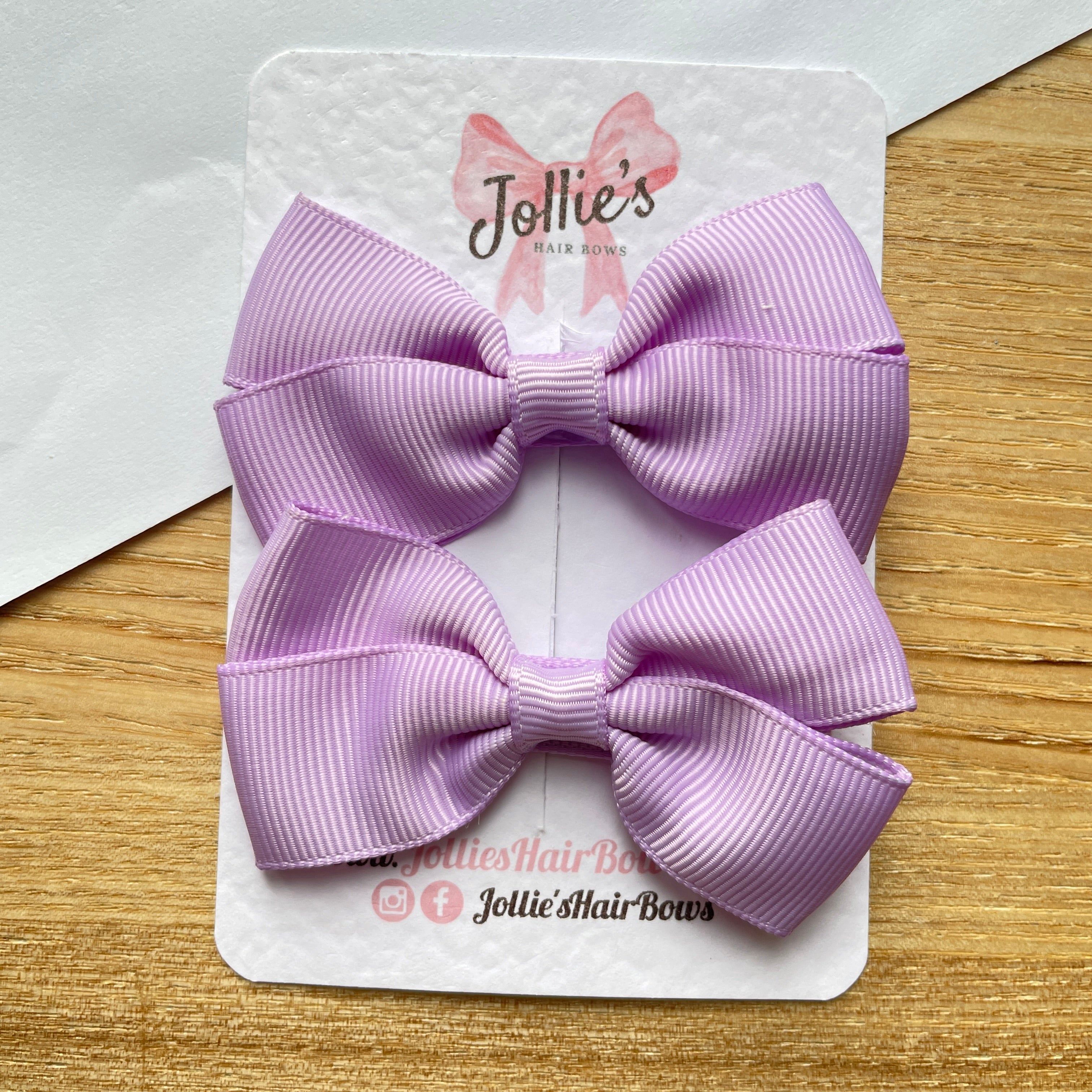 2.75" Light Orchid Classic Hair Bows (Pair) – Grosgrain Ribbon with Lined Alligator Clips