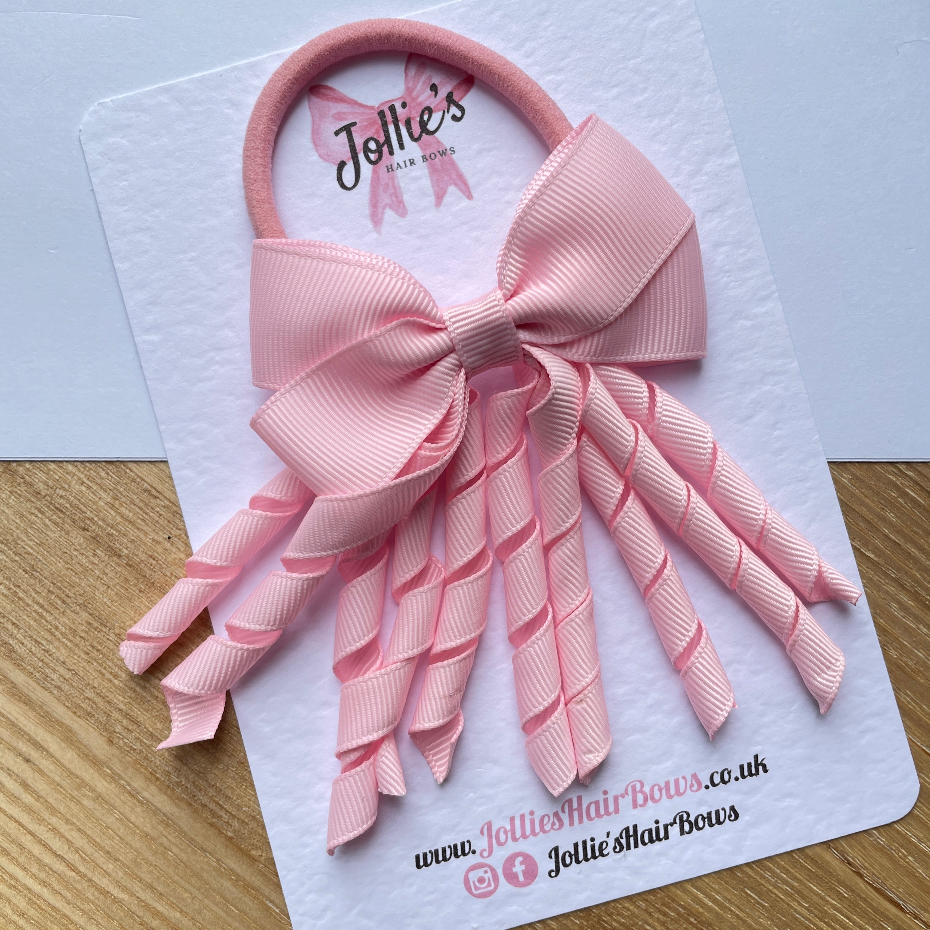 3" Pearl Pink Corker Hair Bow – Grosgrain Ribbon with Thick Elastic Bobble