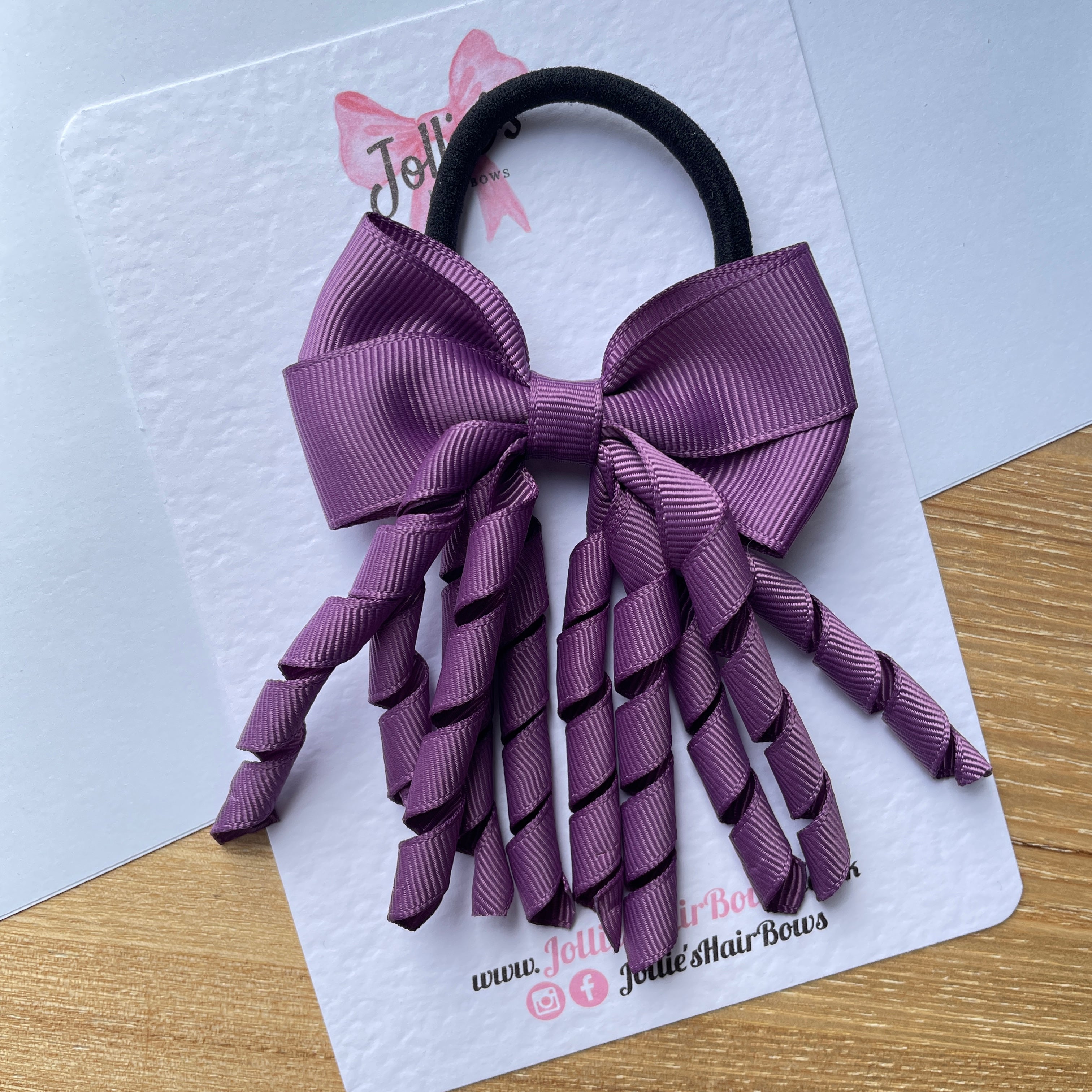 3" Amethyst Corker Hair Bow – Grosgrain Ribbon with Thick Elastic Bobble