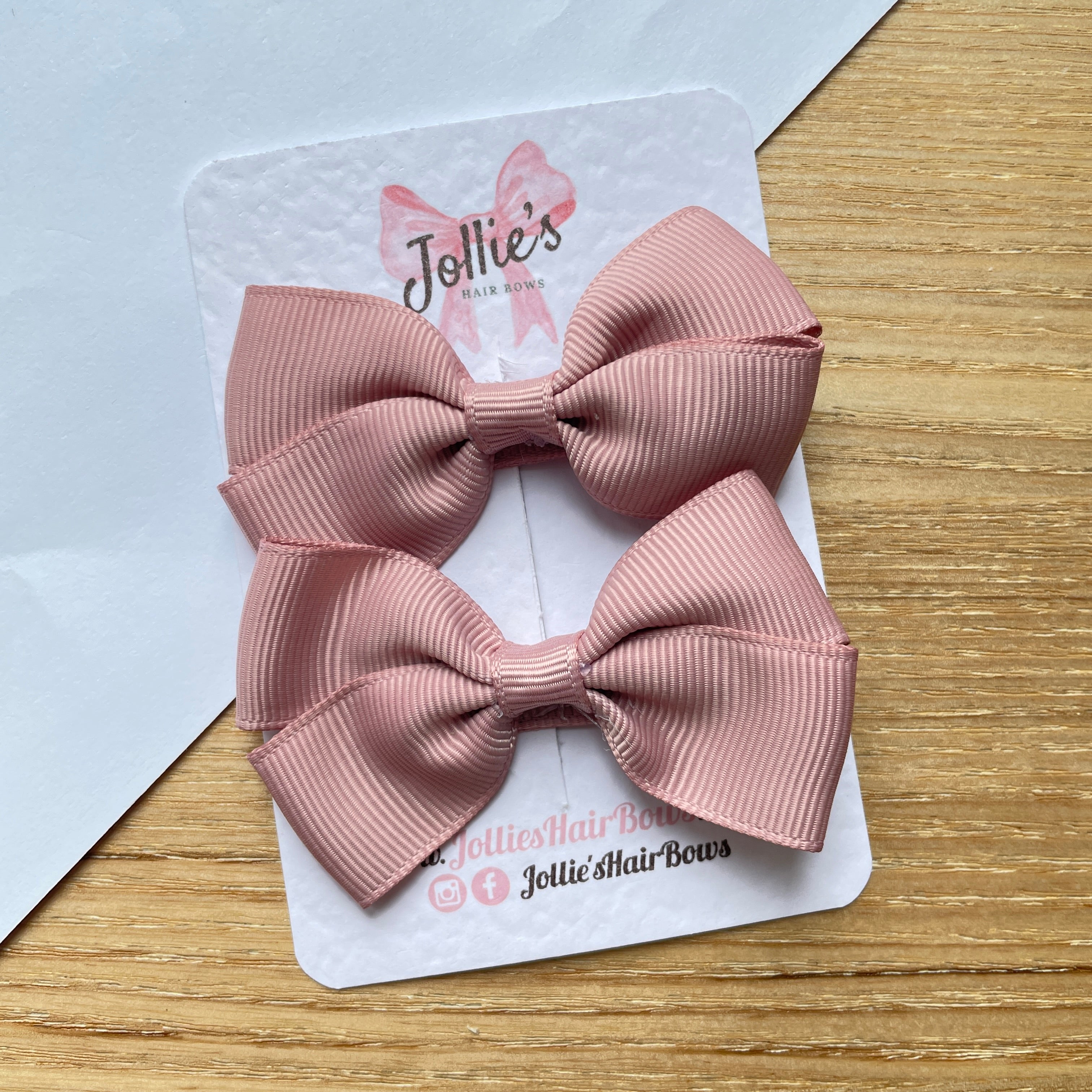 2.75" Quartz Classic Hair Bows (Pair) – Grosgrain Ribbon with Lined Alligator Clips