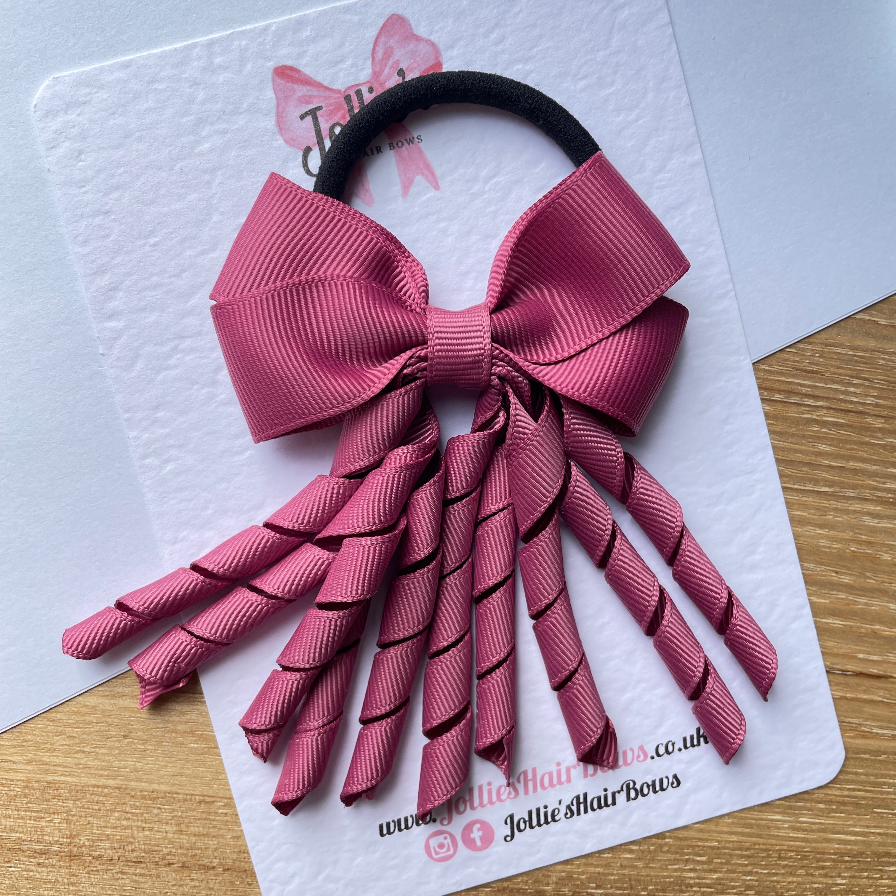 3" Victorian Rose Corker Hair Bow – Grosgrain Ribbon with Thick Elastic Bobble