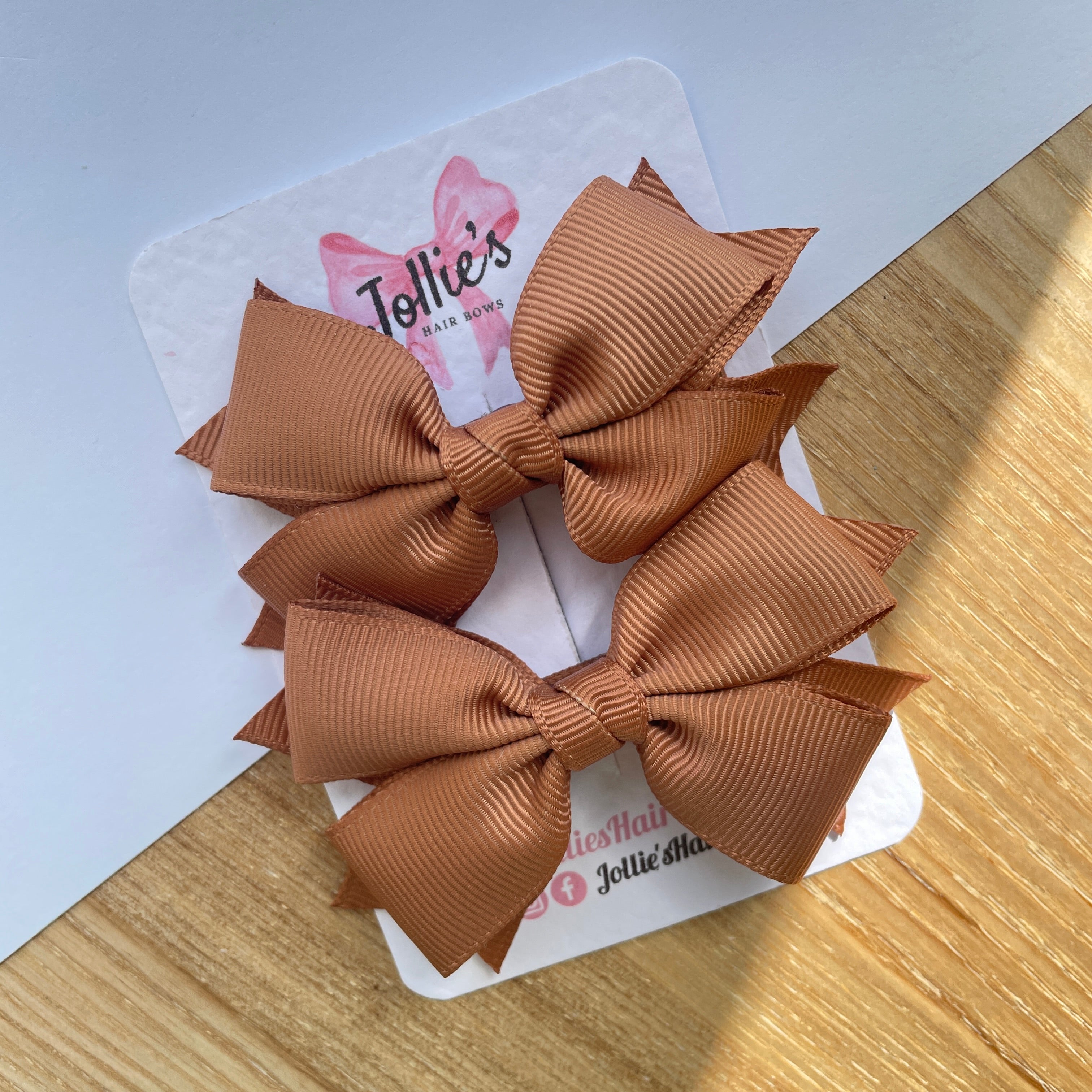 3" Chipmunk Layered Hair Bows (Pair) – Grosgrain with Alligator Clip