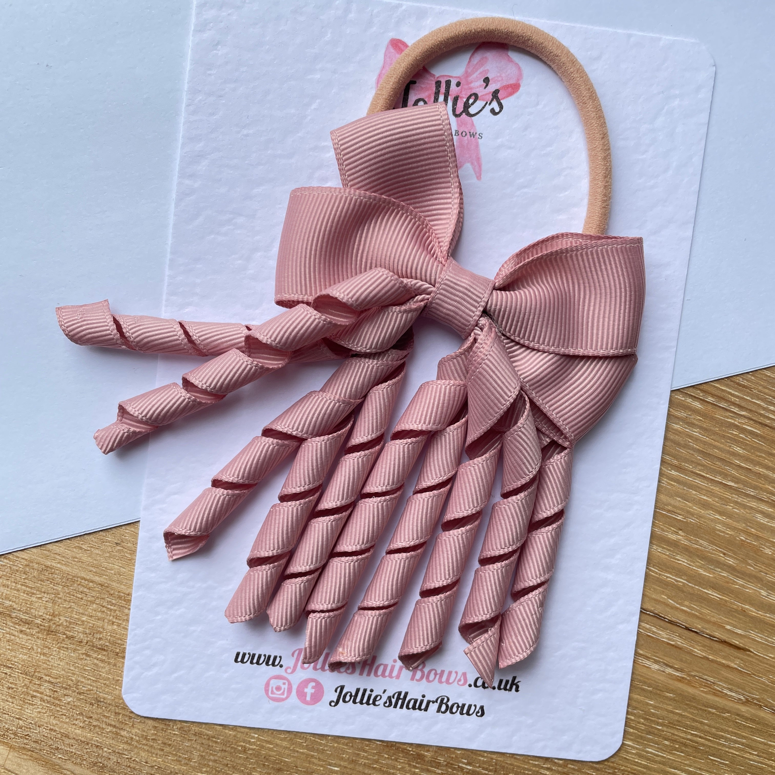 3" Antique Mauve Corker Hair Bow – Grosgrain Ribbon with Thick Elastic Bobble