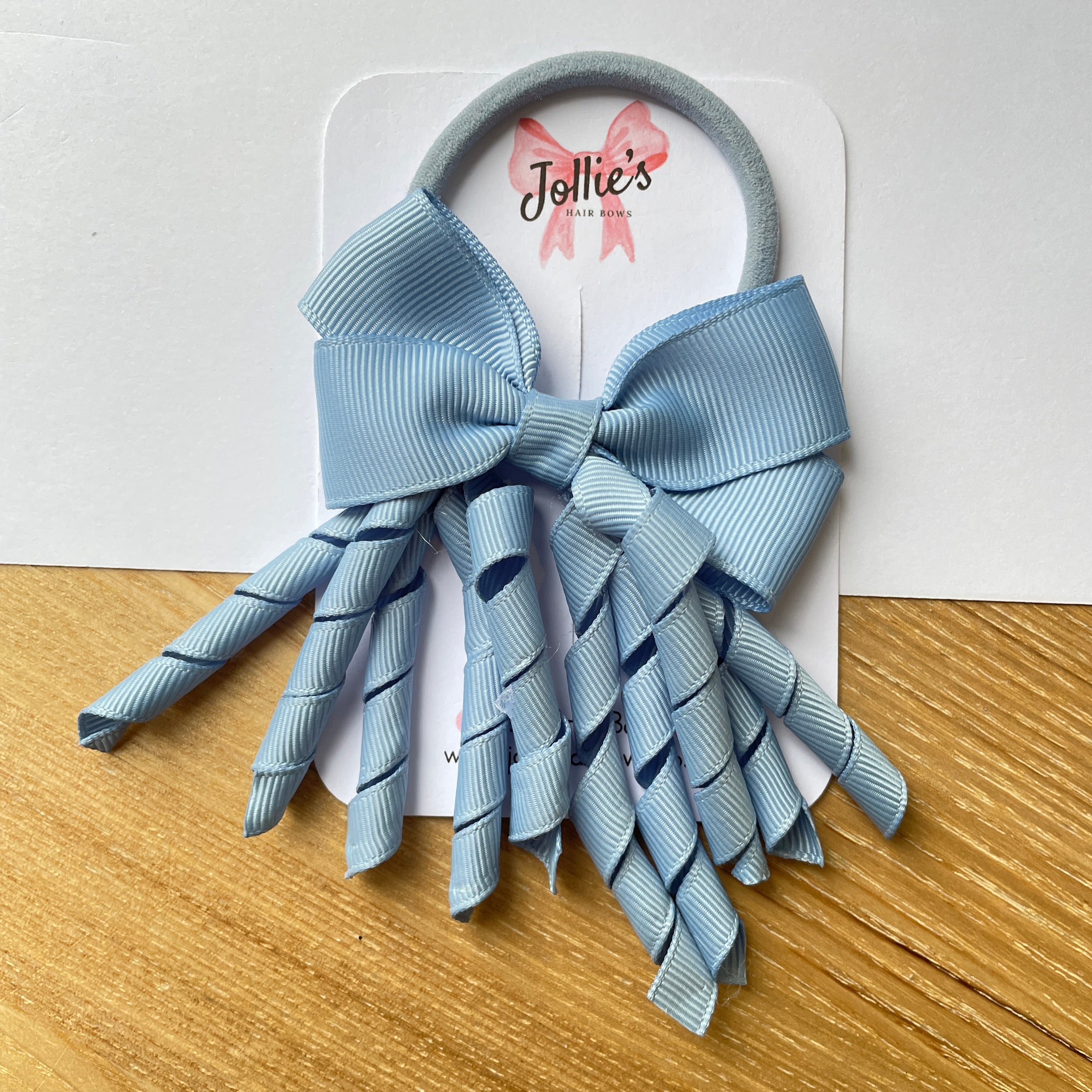 3" French Blue Corker Hair Bow – Grosgrain Ribbon with Thick Elastic Bobble
