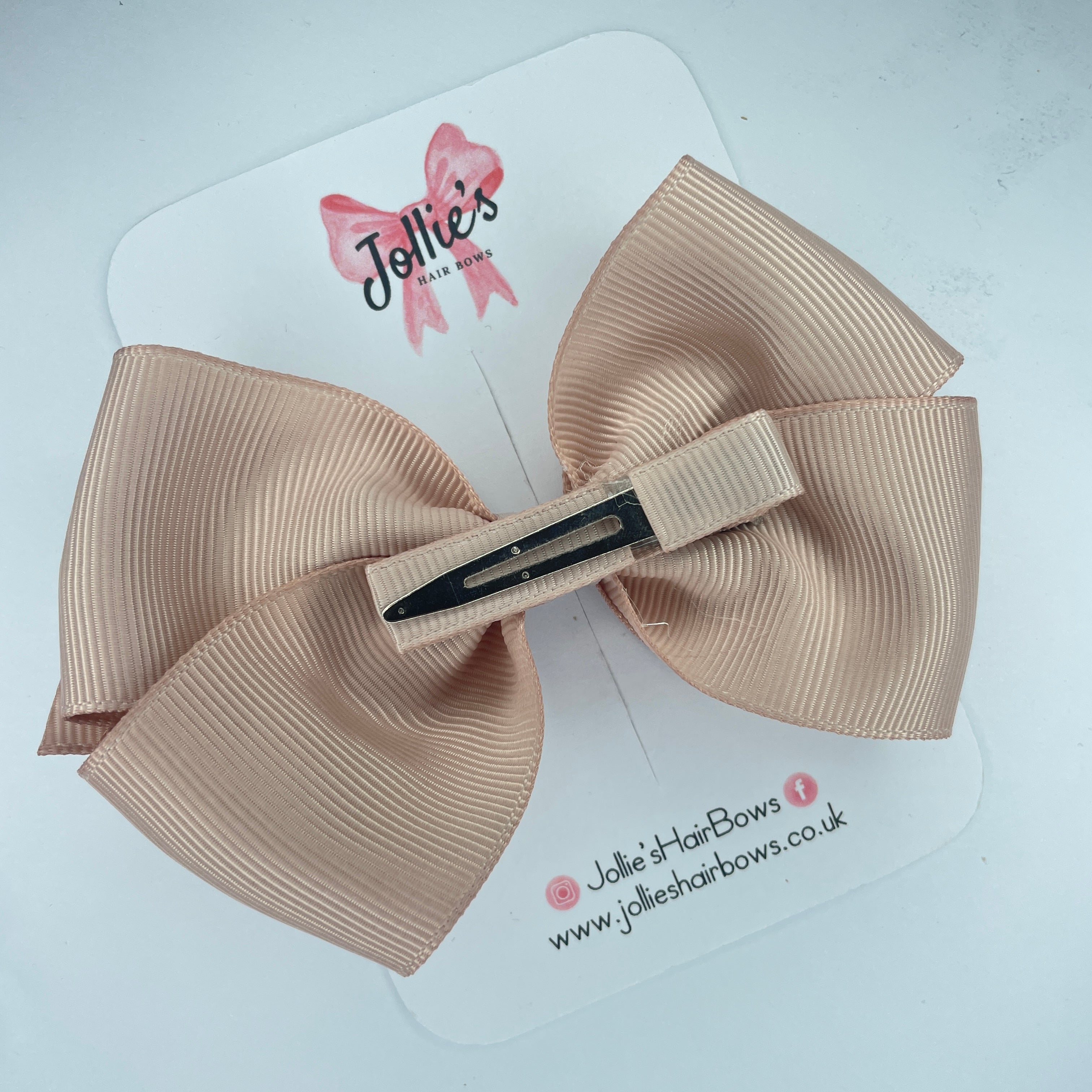 4" Vanilla Hair Bow with Clip – Grosgrain Ribbon with Lined Alligator Clip