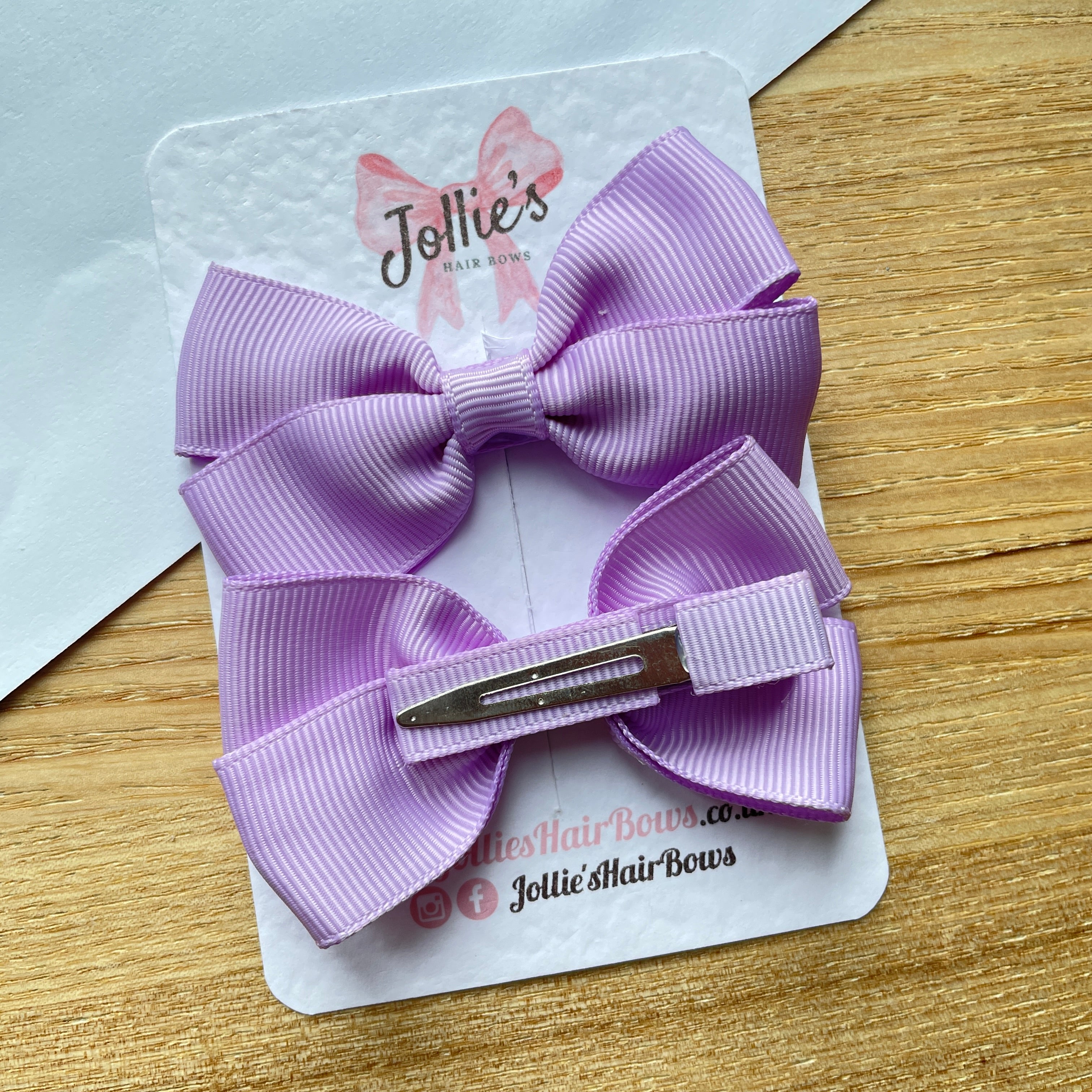 2.75" Light Orchid Classic Hair Bows (Pair) – Grosgrain Ribbon with Lined Alligator Clips