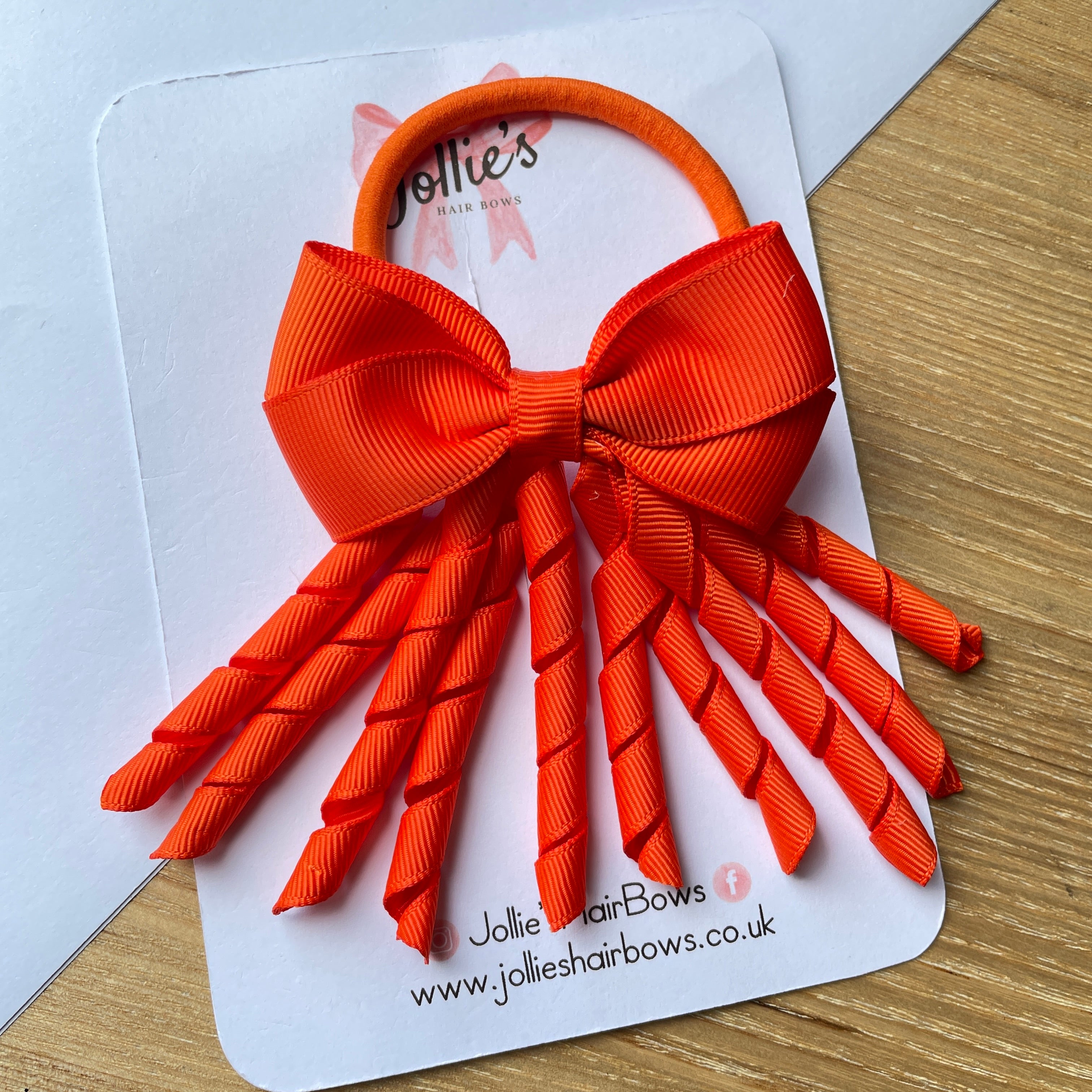 3" Autumn Orange Corker Hair Bow – Grosgrain Ribbon with Thick Elastic Bobble