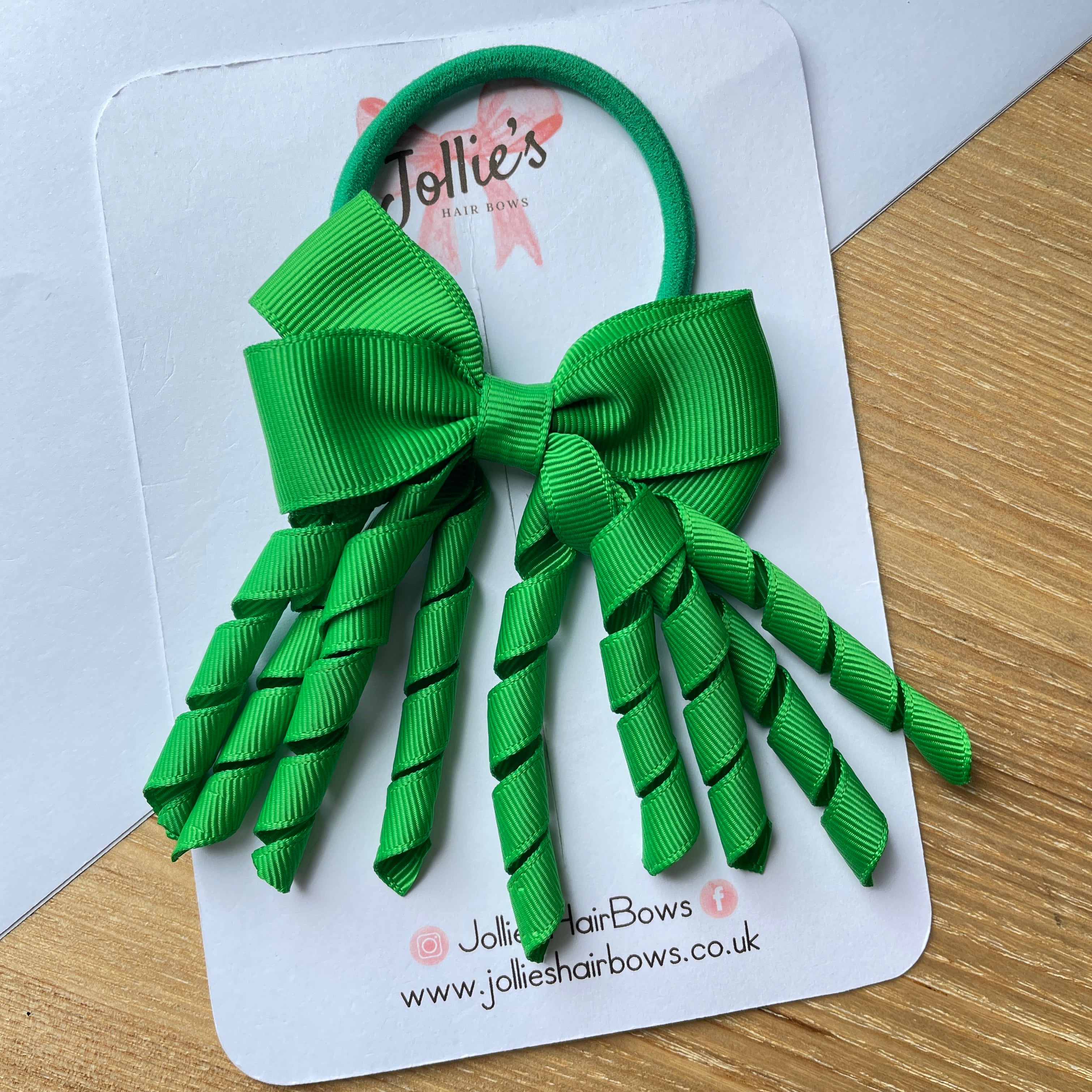 3" Emerald Green Corker Hair Bow – Grosgrain Ribbon with Thick Elastic Bobble