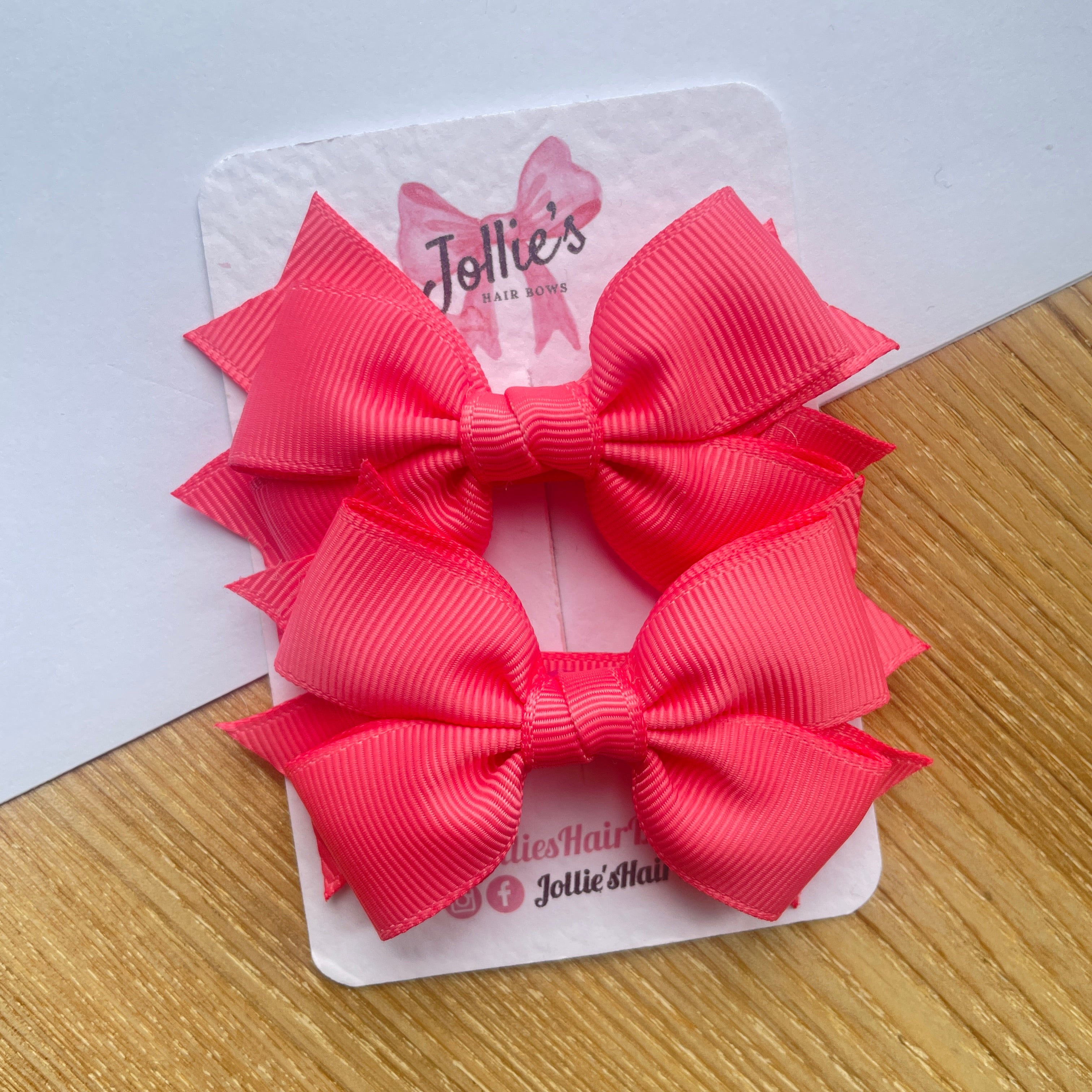 3" Coral Rose Layered Hair Bows (Pair) β Grosgrain with Alligator Clip