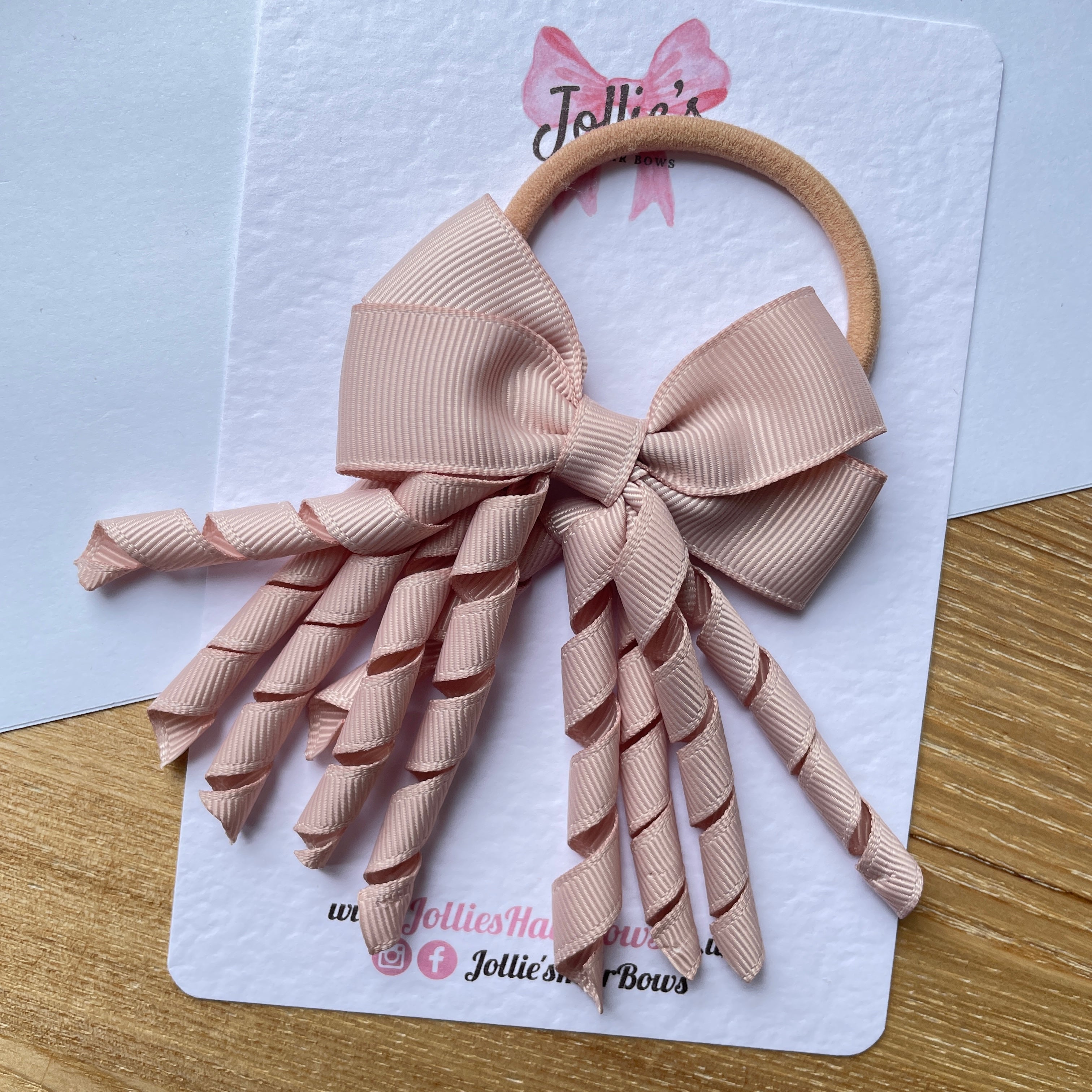 3" Vanilla Corker Hair Bow – Grosgrain Ribbon with Thick Elastic Bobble