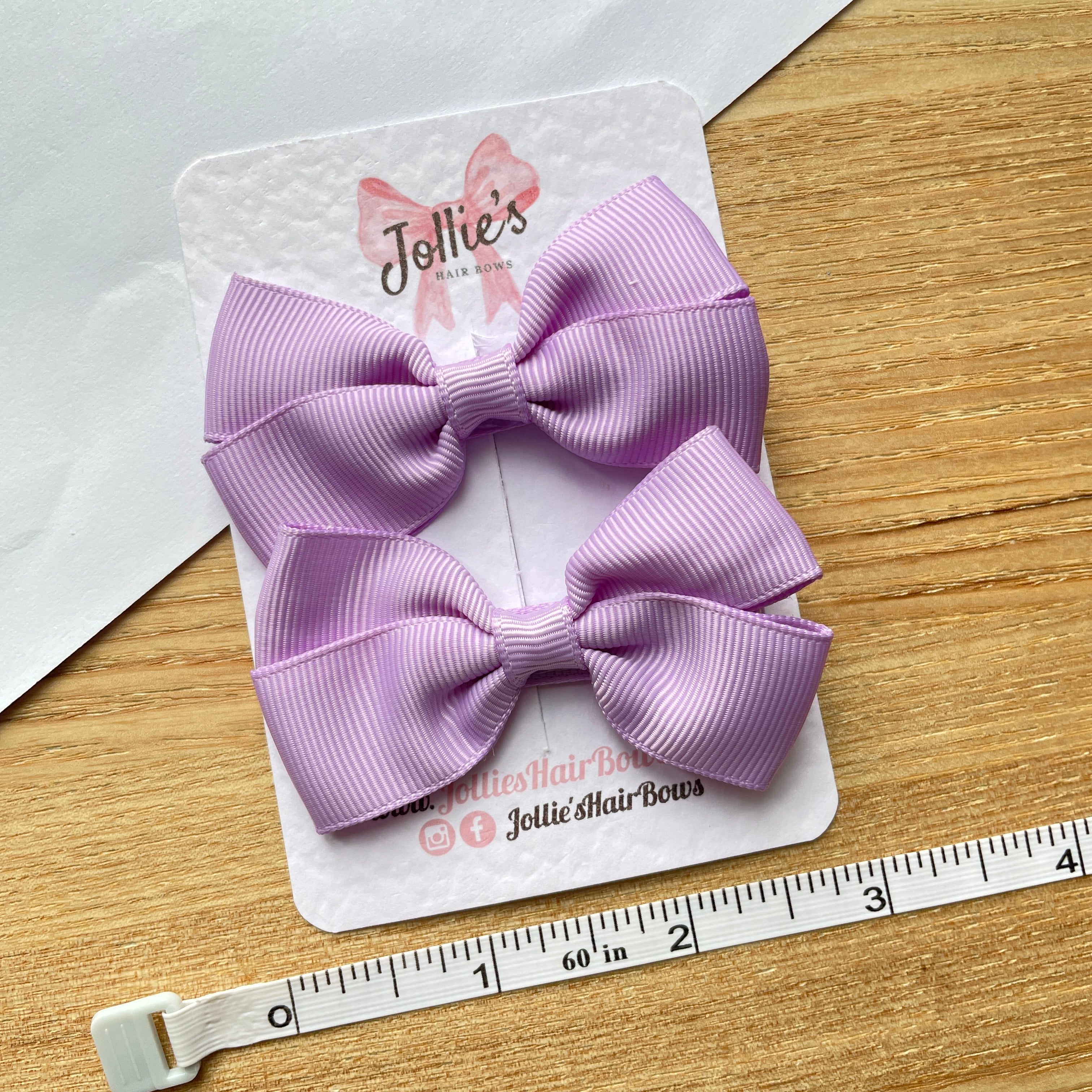 2.75" Light Orchid Classic Hair Bows (Pair) – Grosgrain Ribbon with Lined Alligator Clips