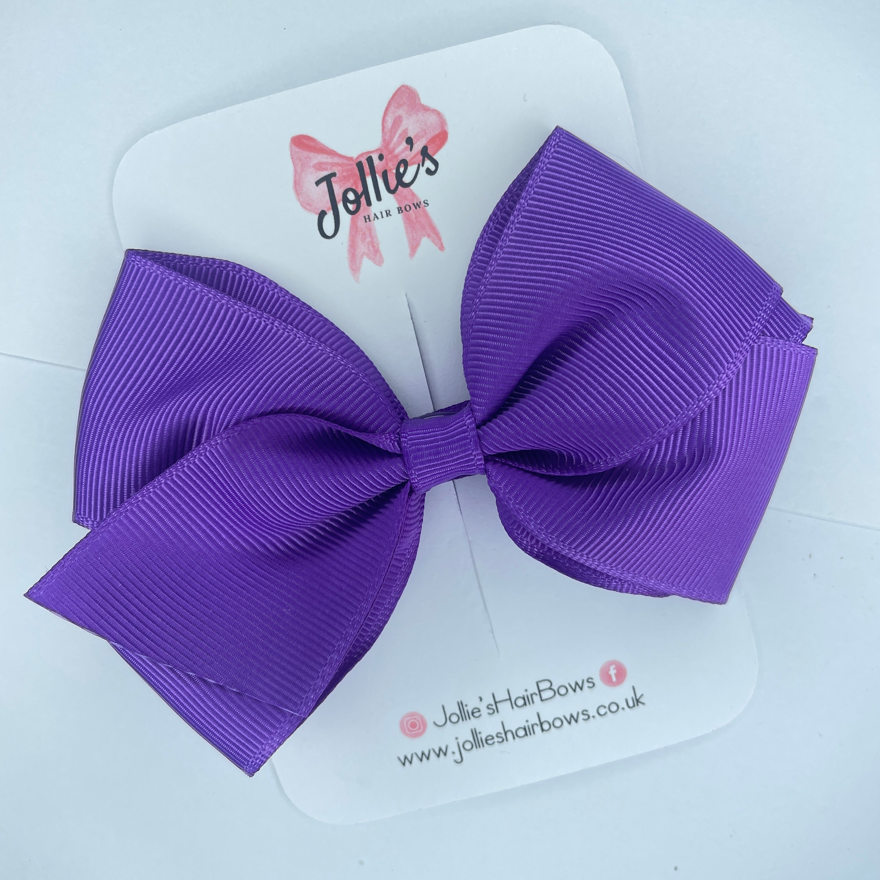 4" Purple Hair Bow with Clip – Grosgrain Ribbon with Lined Alligator Clip