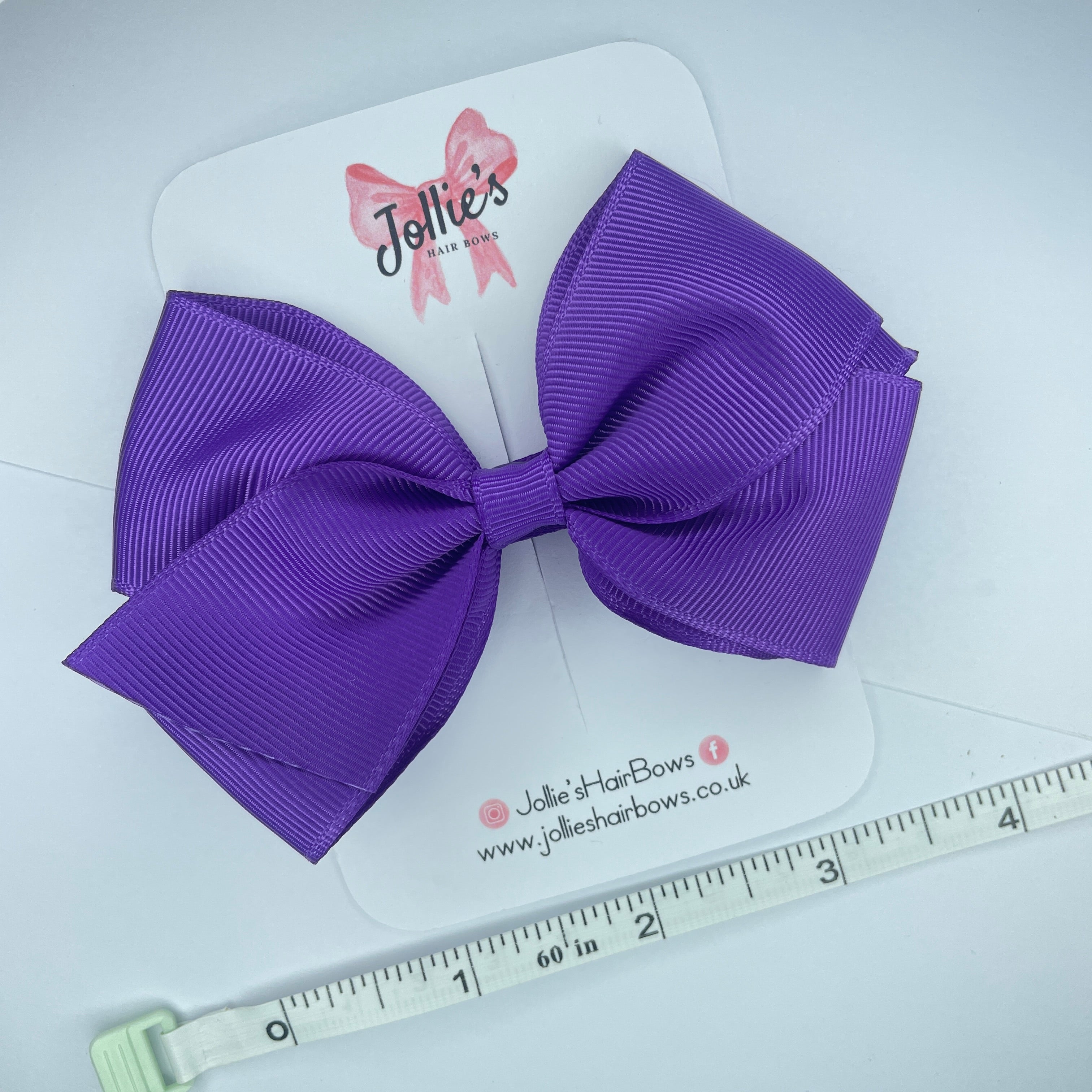 4" Purple Hair Bow with Clip – Grosgrain Ribbon with Lined Alligator Clip