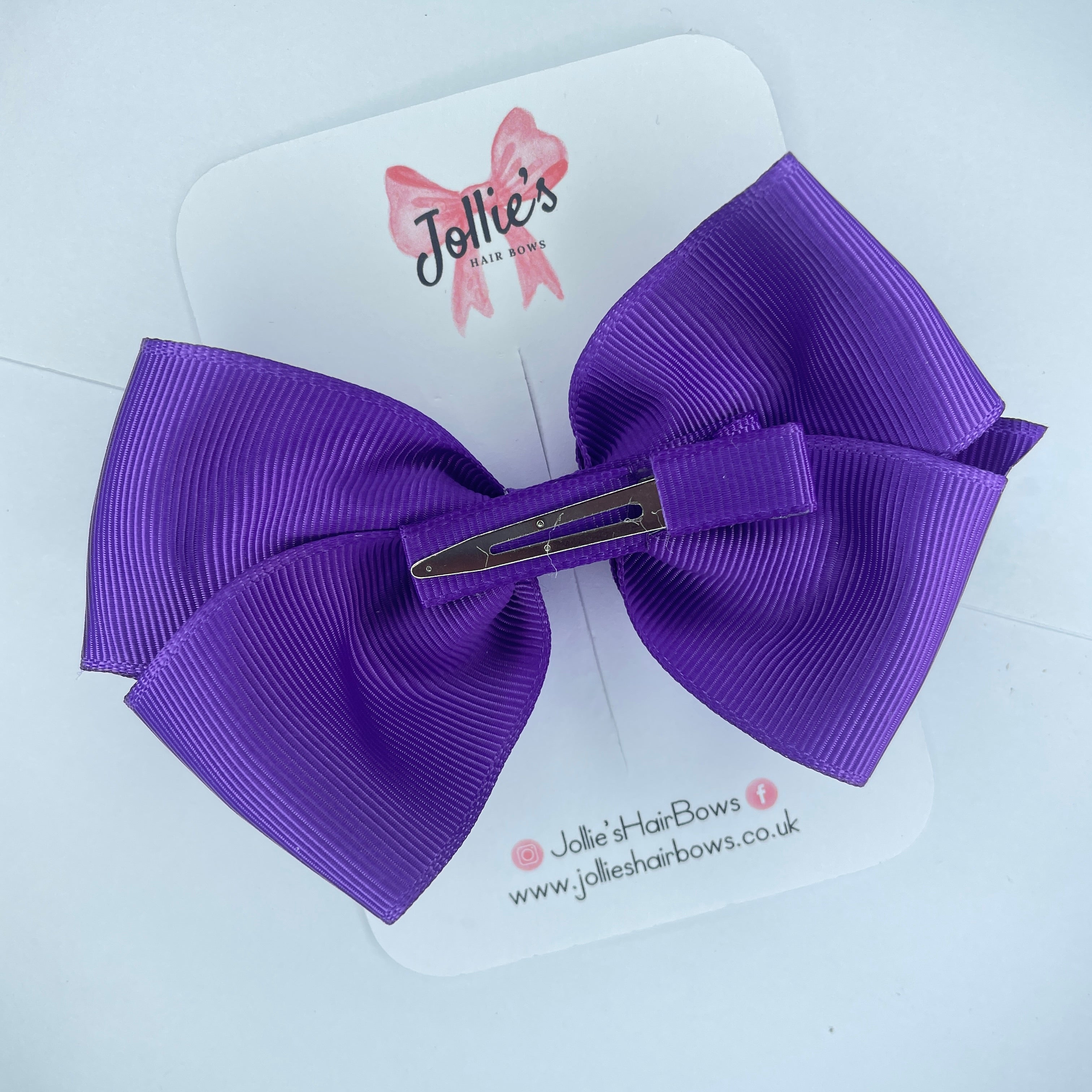 4" Purple Hair Bow with Clip – Grosgrain Ribbon with Lined Alligator Clip