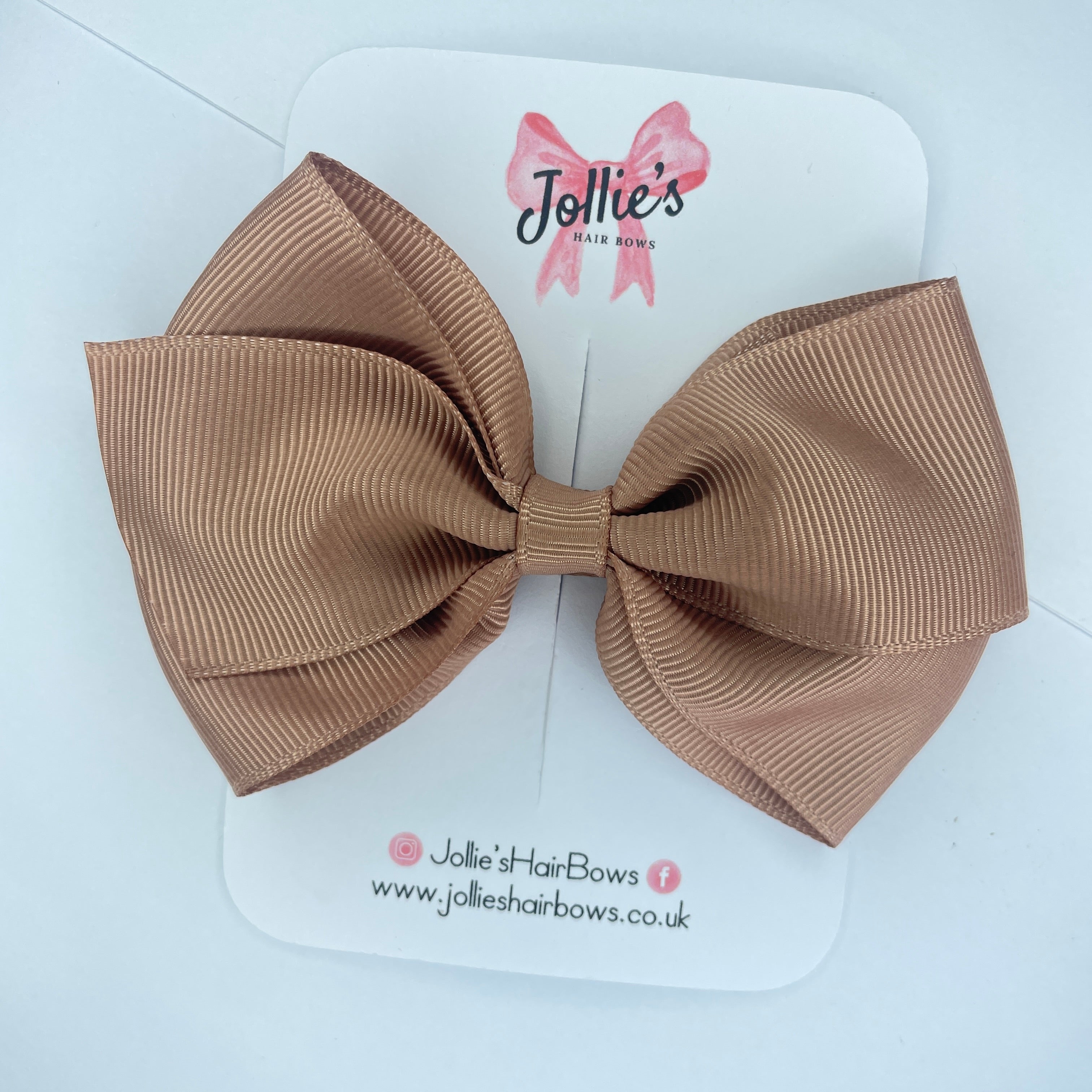 4" Natural Hair Bow with Clip – Grosgrain Ribbon with Lined Alligator Clip