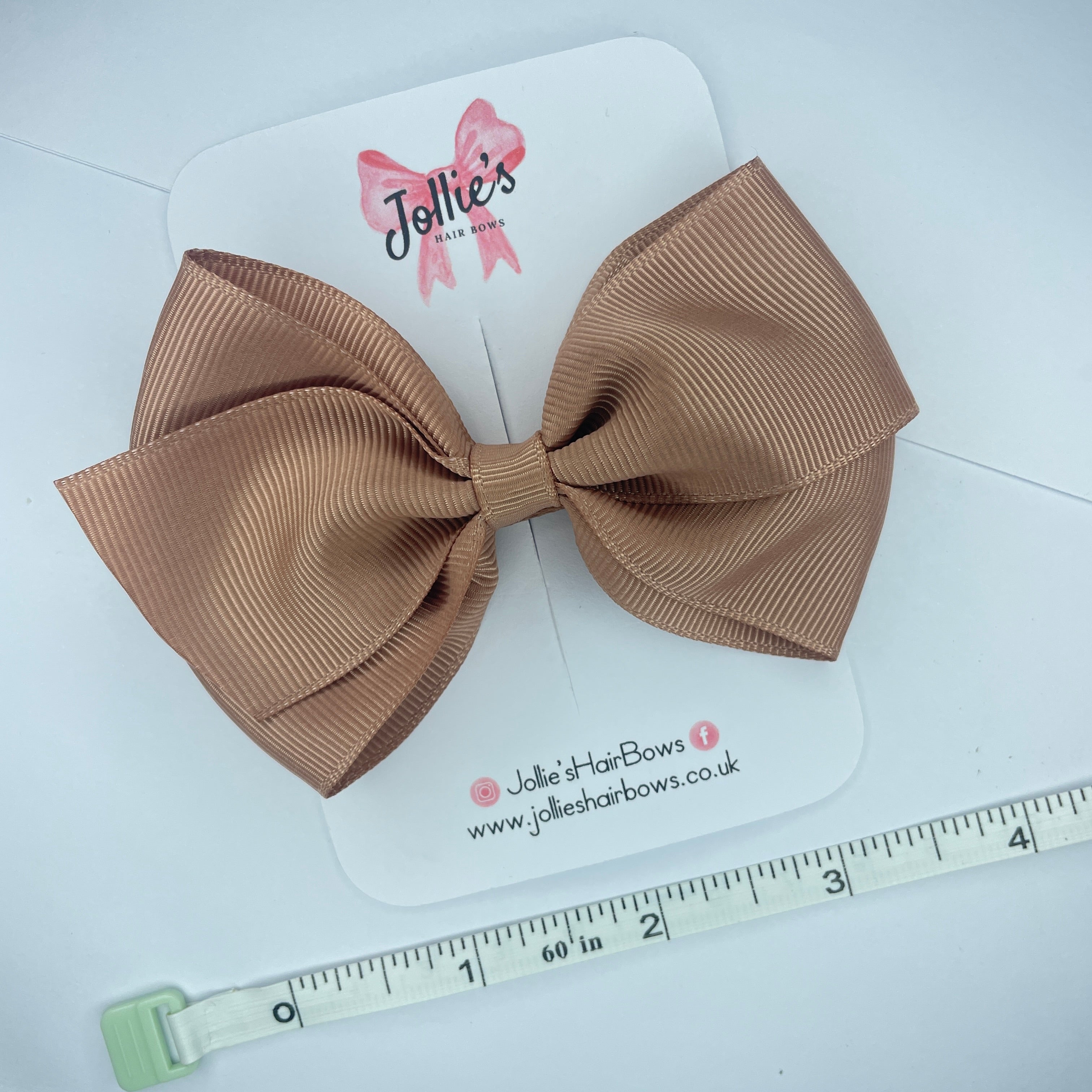 4" Natural Hair Bow with Clip – Grosgrain Ribbon with Lined Alligator Clip