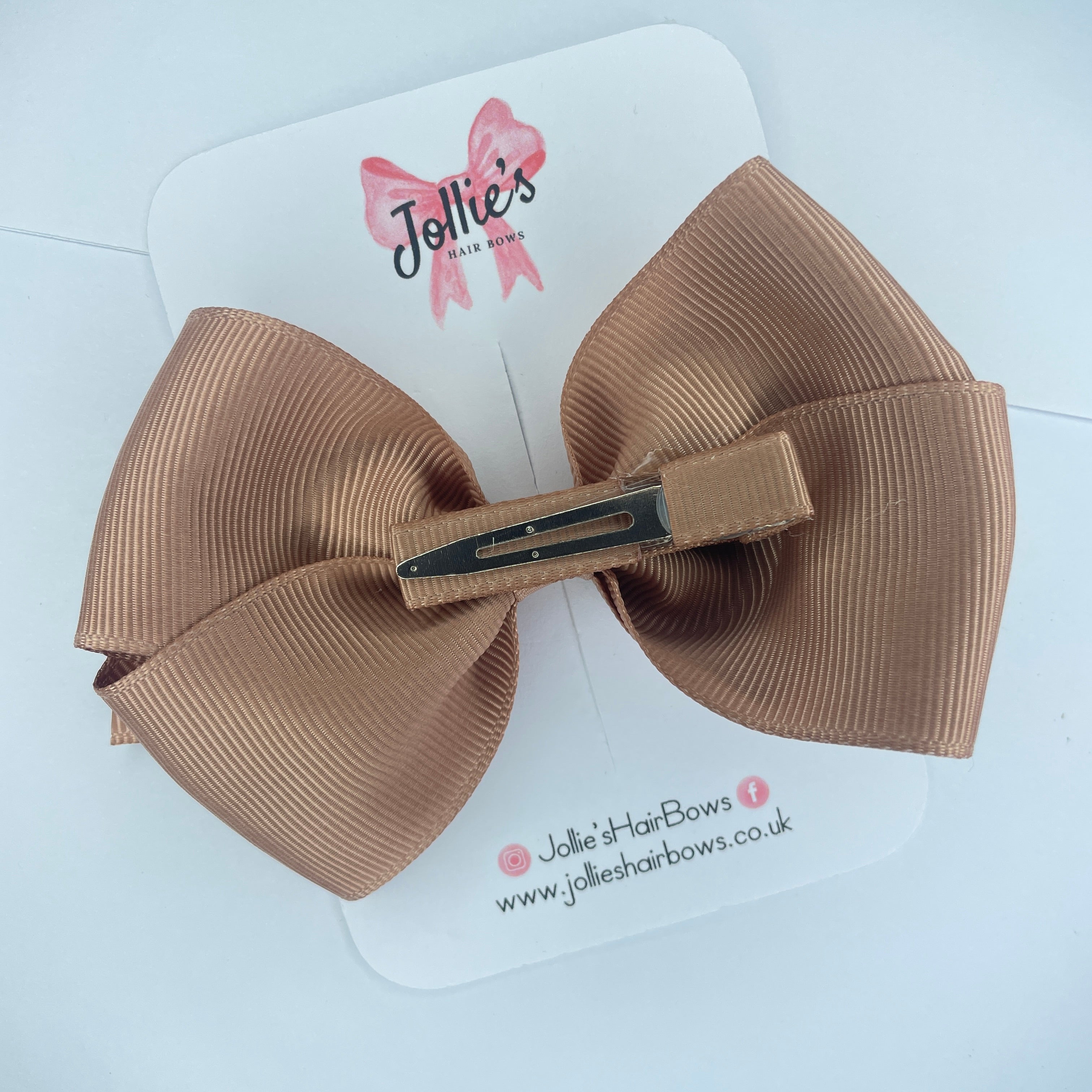 4" Natural Hair Bow with Clip – Grosgrain Ribbon with Lined Alligator Clip