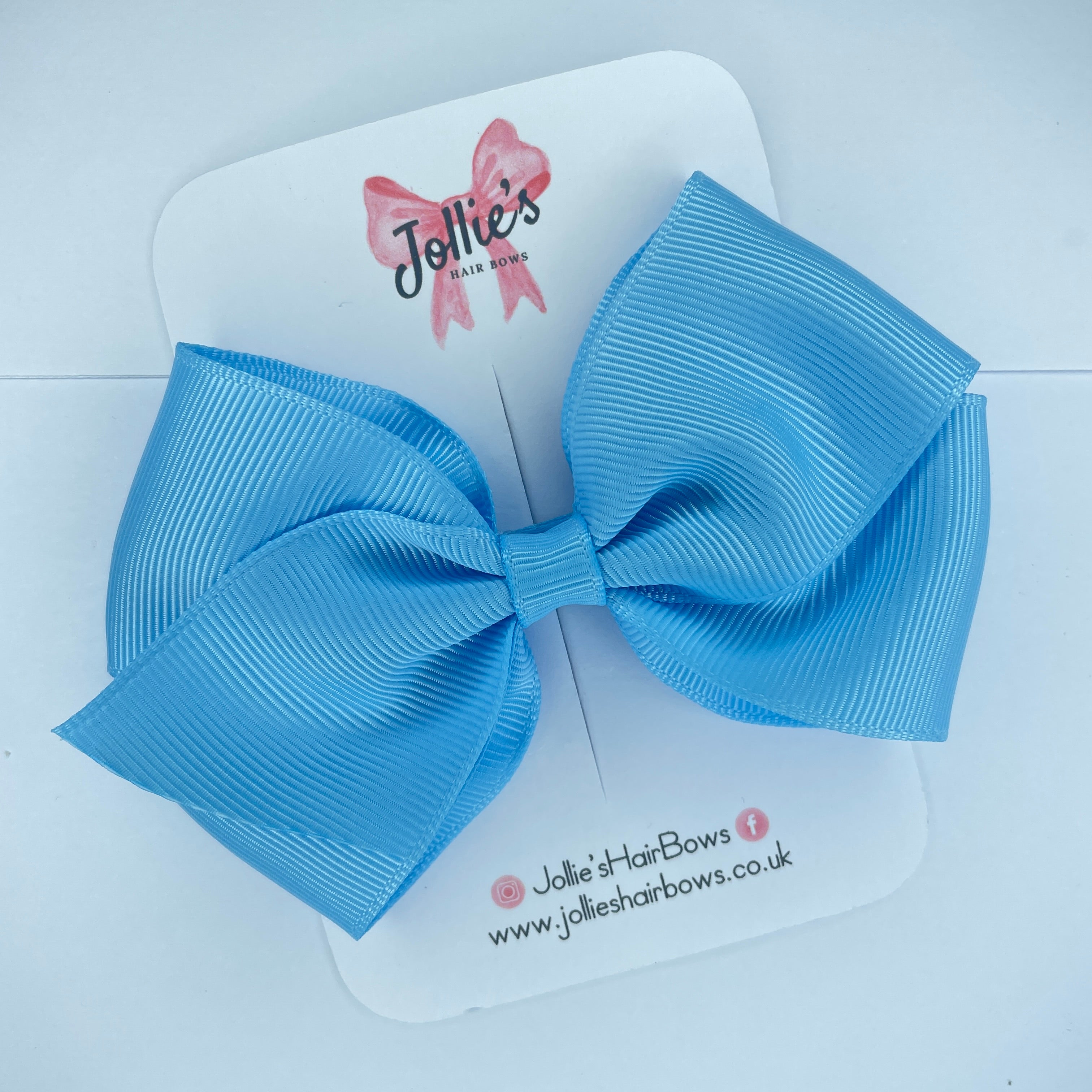 4" Blue Mist Hair Bow with Clip – Grosgrain Ribbon with Lined Alligator Clip