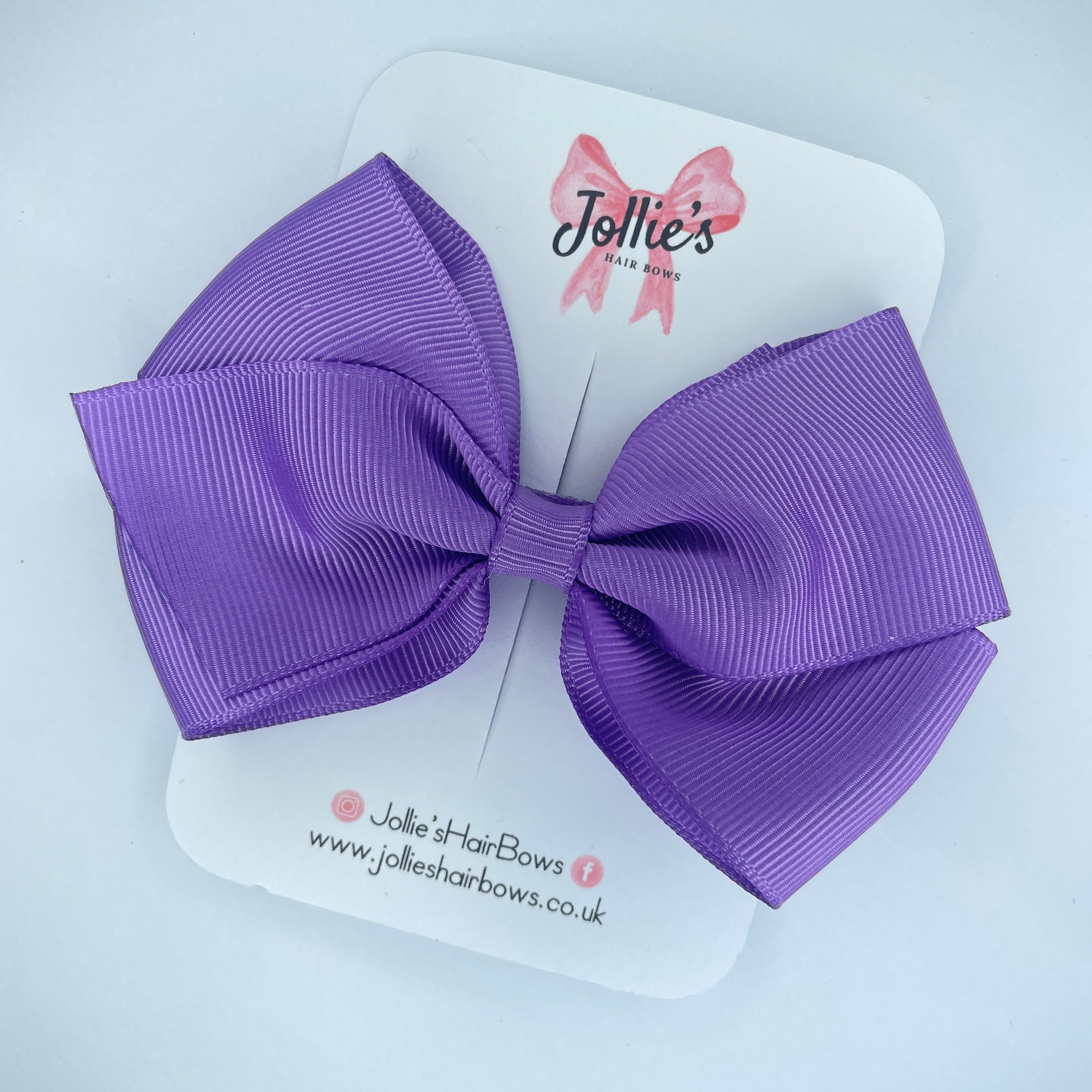 4" Grape Hair Bow with Clip – Grosgrain Ribbon with Lined Alligator Clip