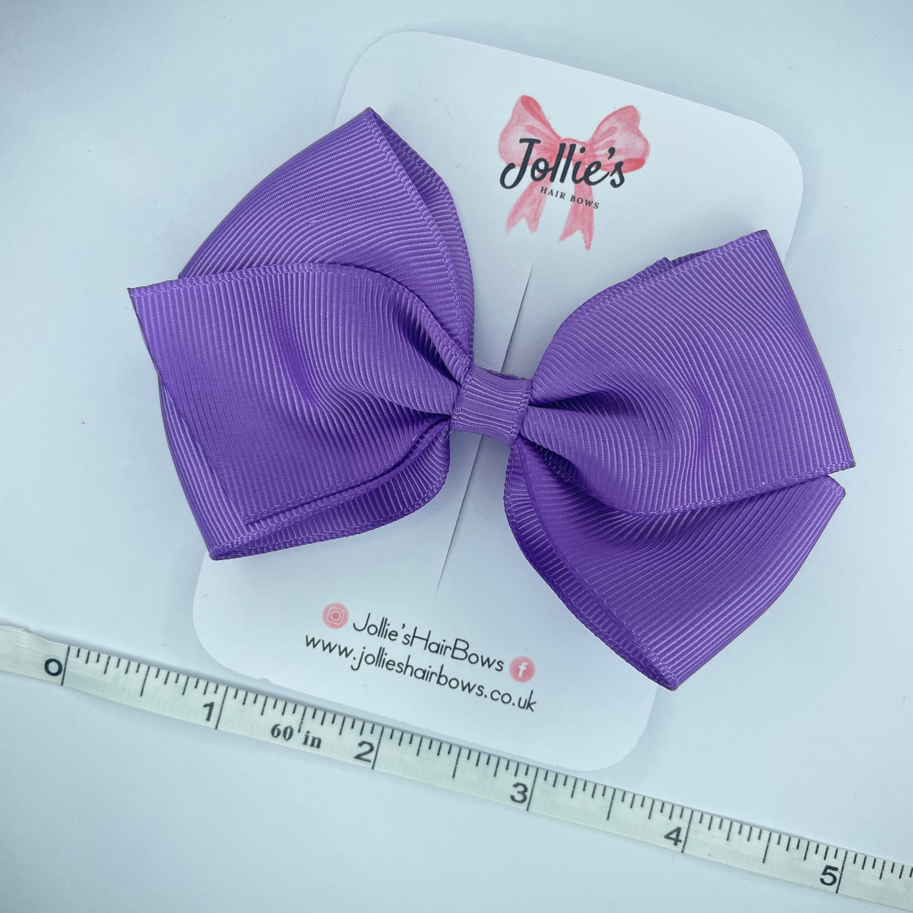 4" Grape Hair Bow with Clip – Grosgrain Ribbon with Lined Alligator Clip