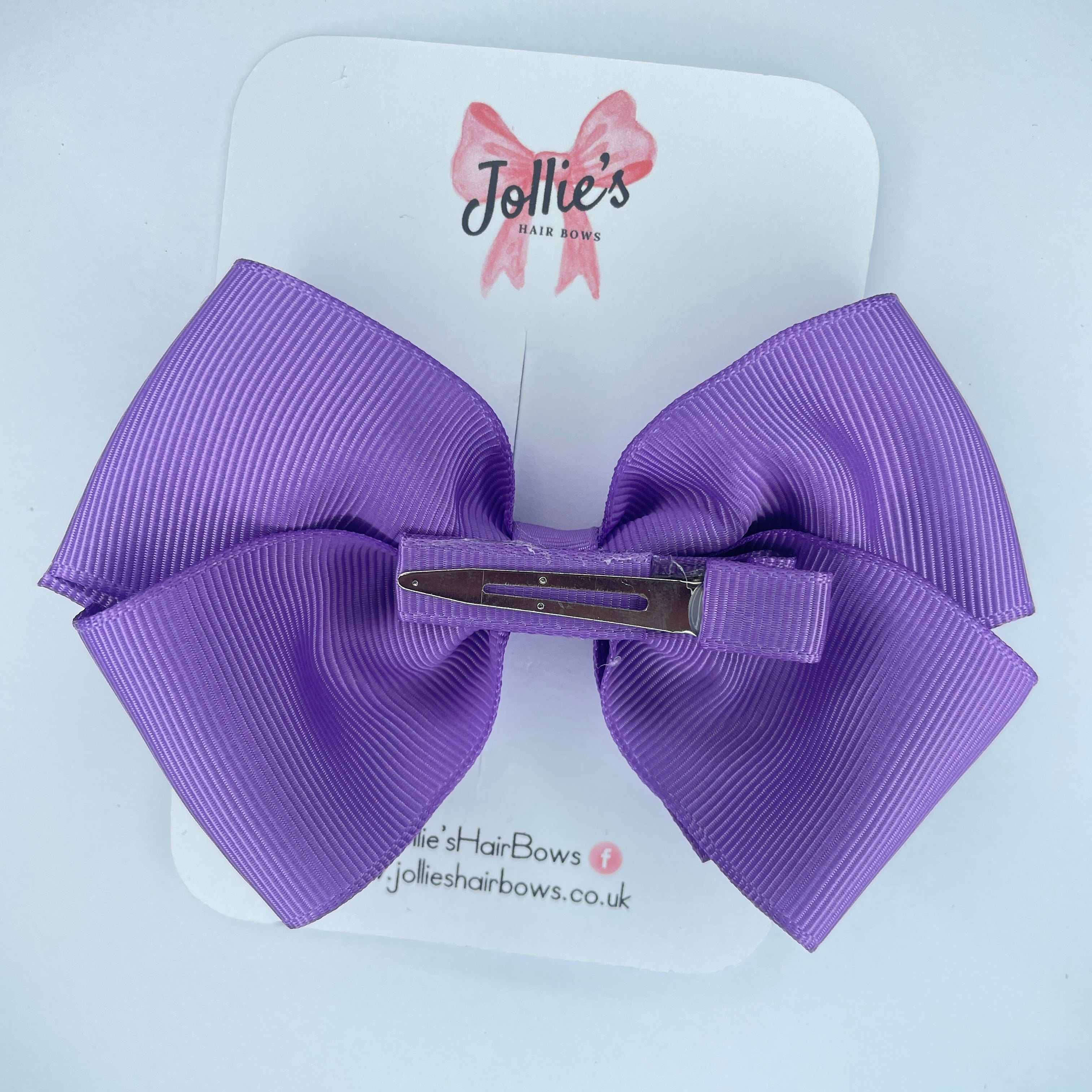 4" Grape Hair Bow with Clip – Grosgrain Ribbon with Lined Alligator Clip