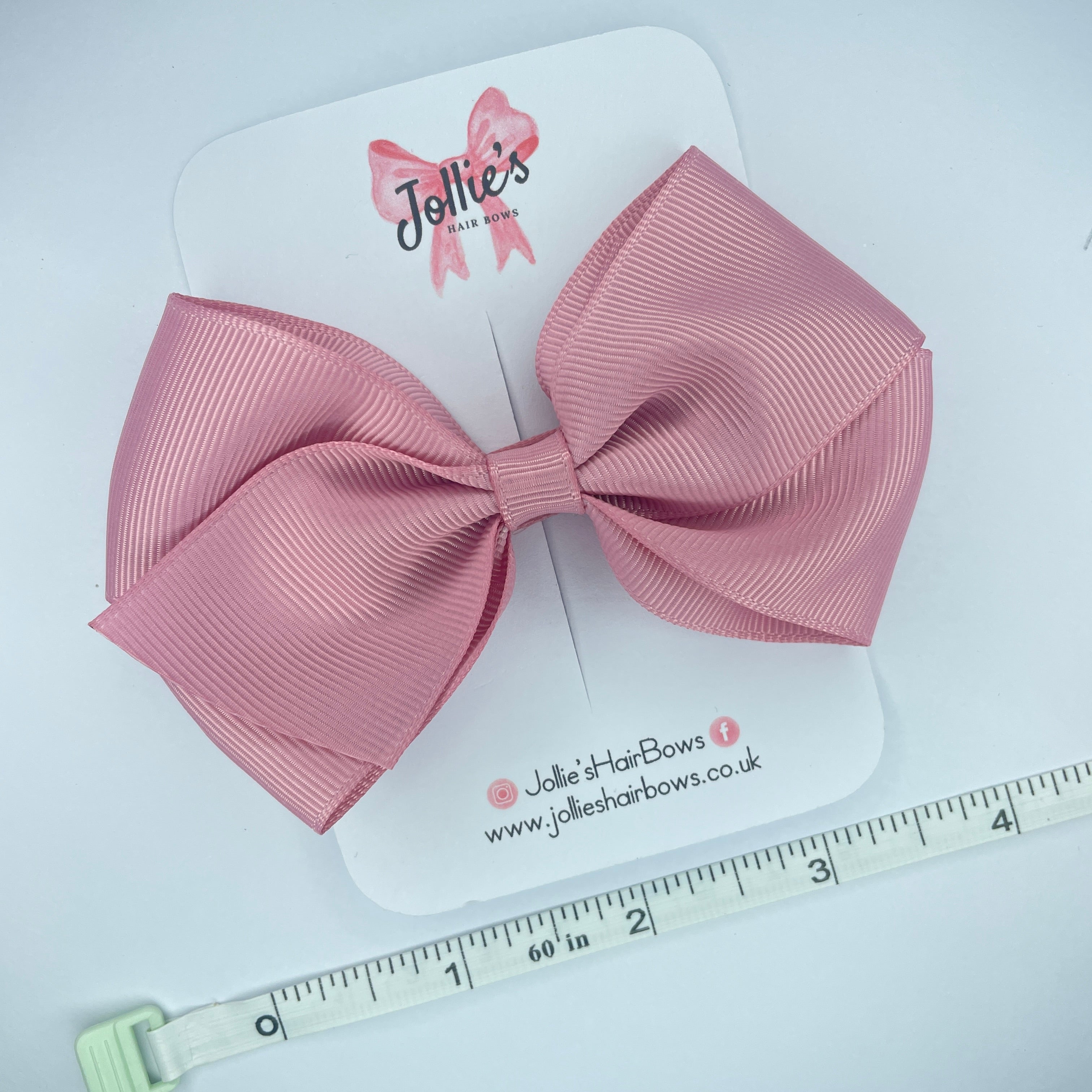 4" Quartz Hair Bow with Clip – Grosgrain Ribbon with Lined Alligator Clip