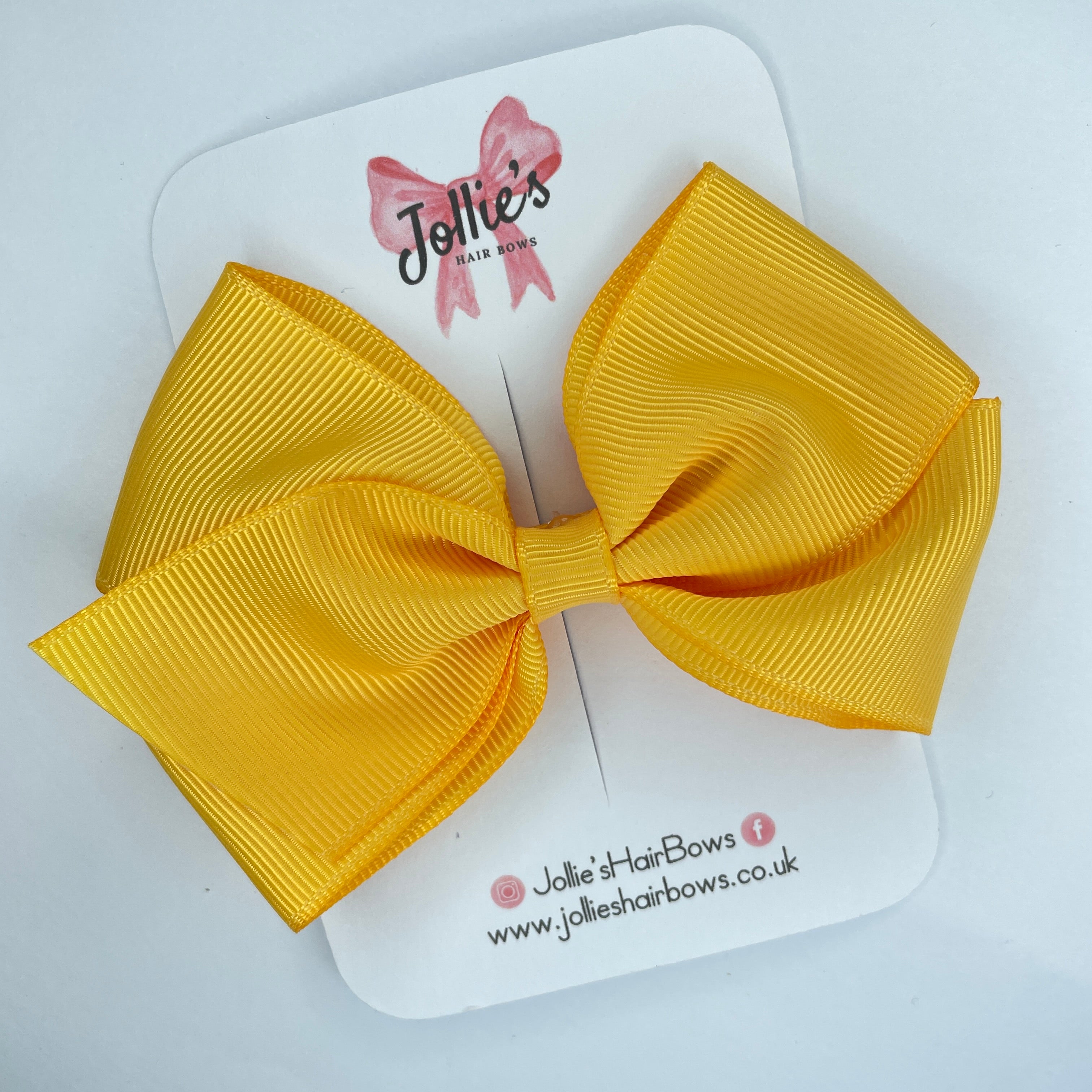 4" Yellow Gold Hair Bow with Clip – Grosgrain Ribbon with Lined Alligator Clip