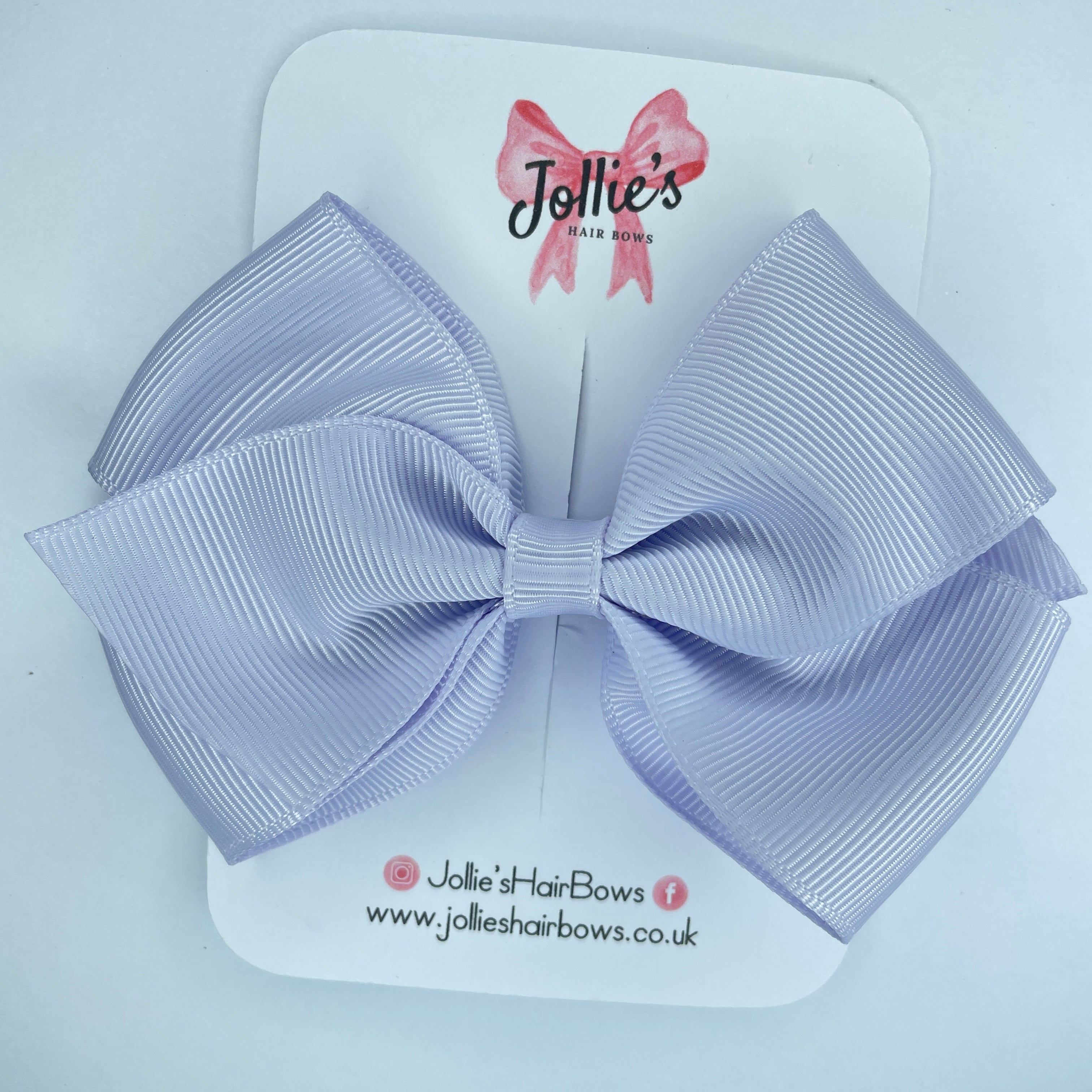 4" Lilac Mist Hair Bow with Clip – Grosgrain Ribbon with Lined Alligator Clip