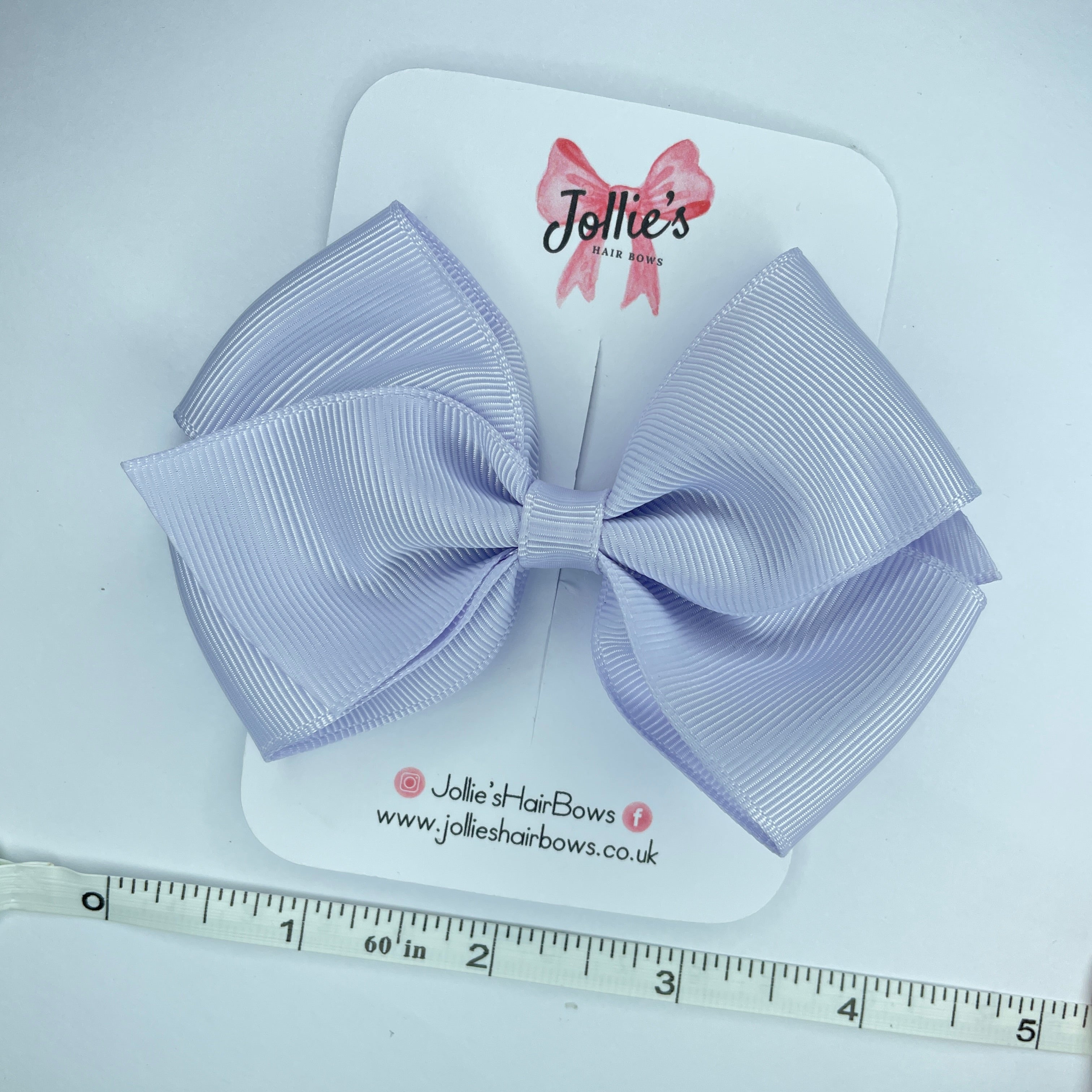 4" Lilac Mist Hair Bow with Clip – Grosgrain Ribbon with Lined Alligator Clip