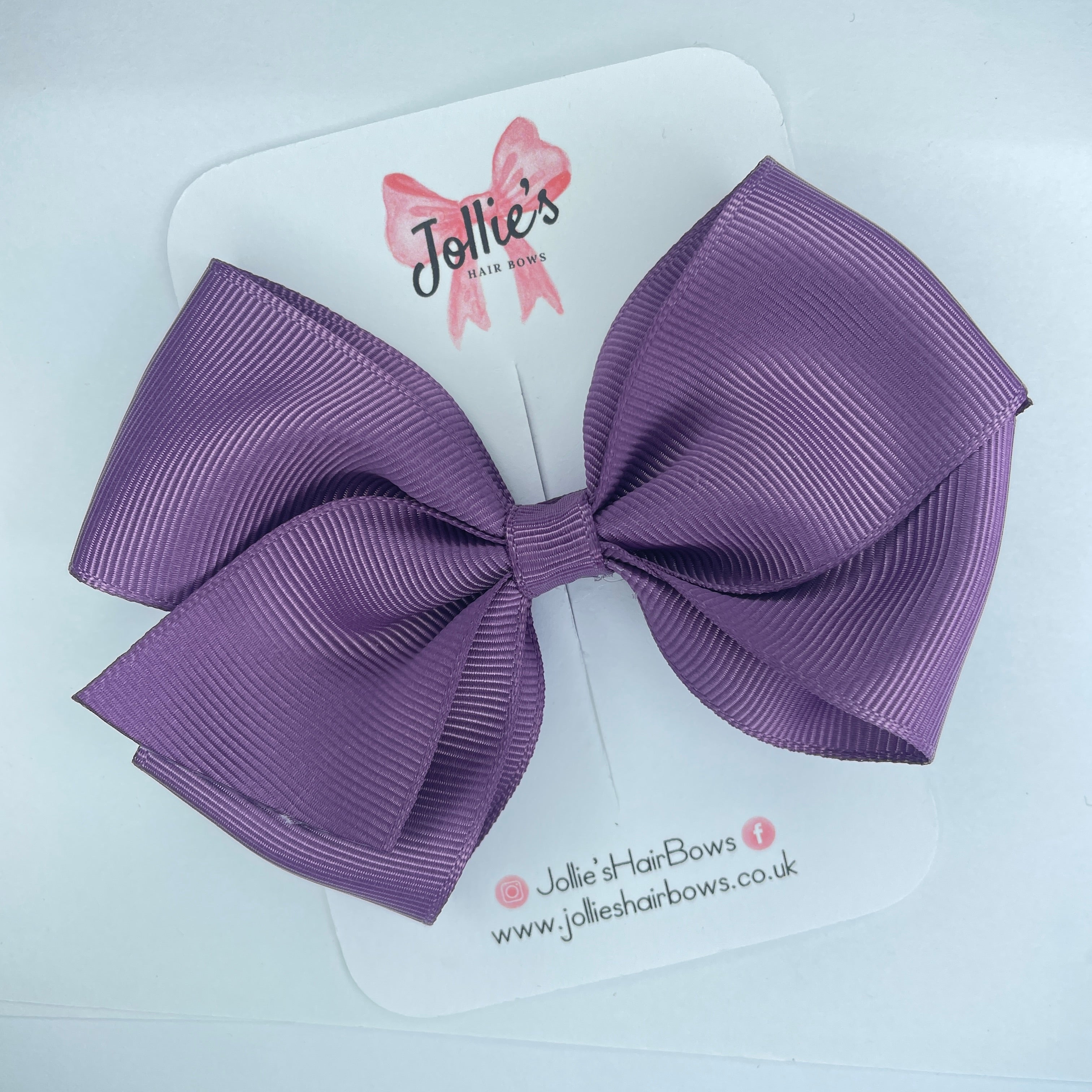 4" Amethyst Hair Bow with Clip – Grosgrain Ribbon with Lined Alligator Clip
