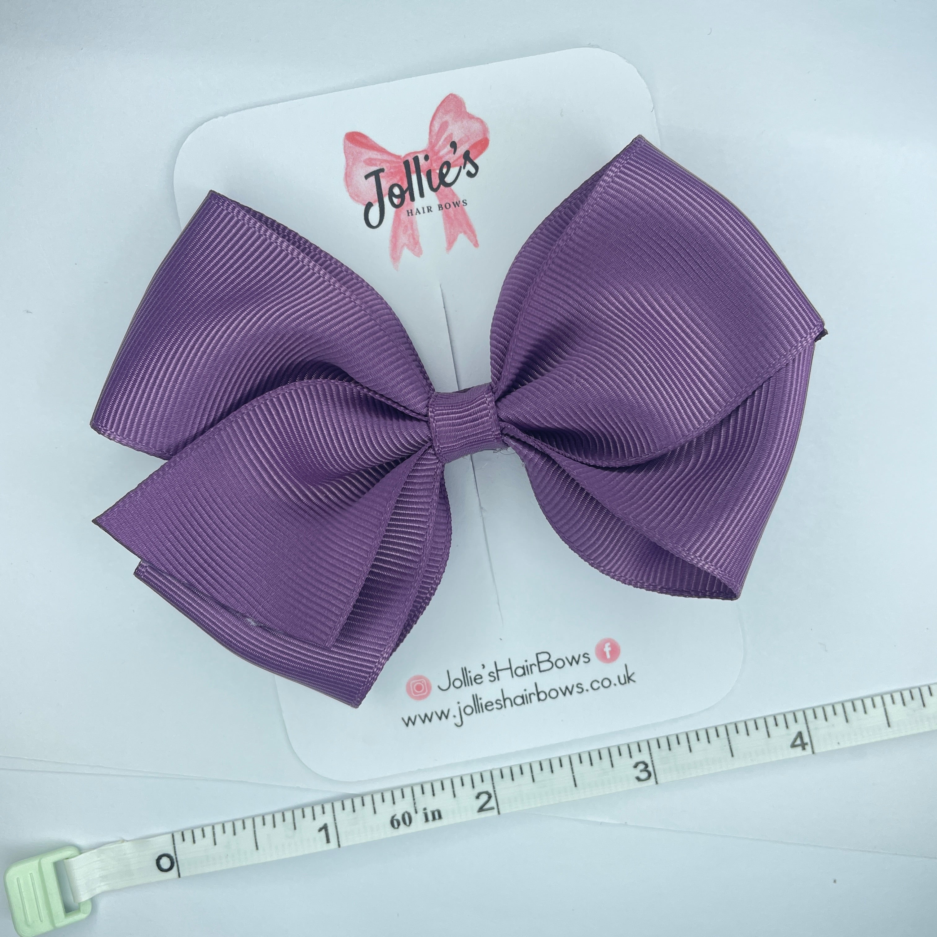 4" Amethyst Hair Bow with Clip – Grosgrain Ribbon with Lined Alligator Clip