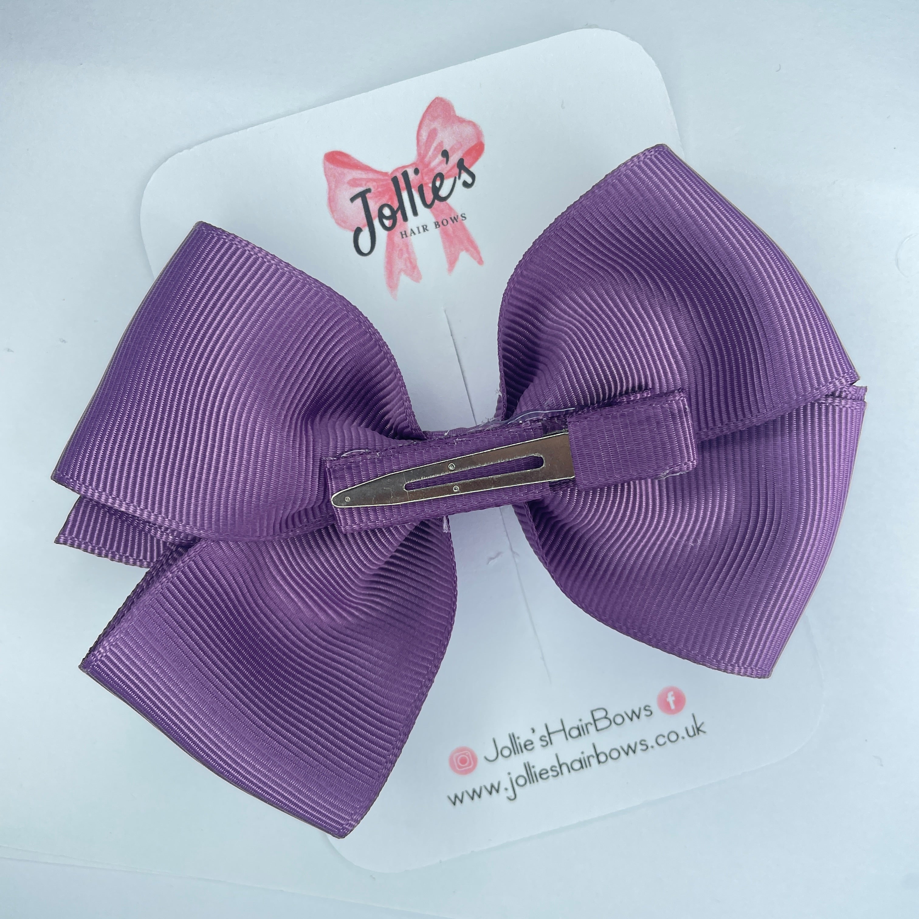 4" Amethyst Hair Bow with Clip – Grosgrain Ribbon with Lined Alligator Clip