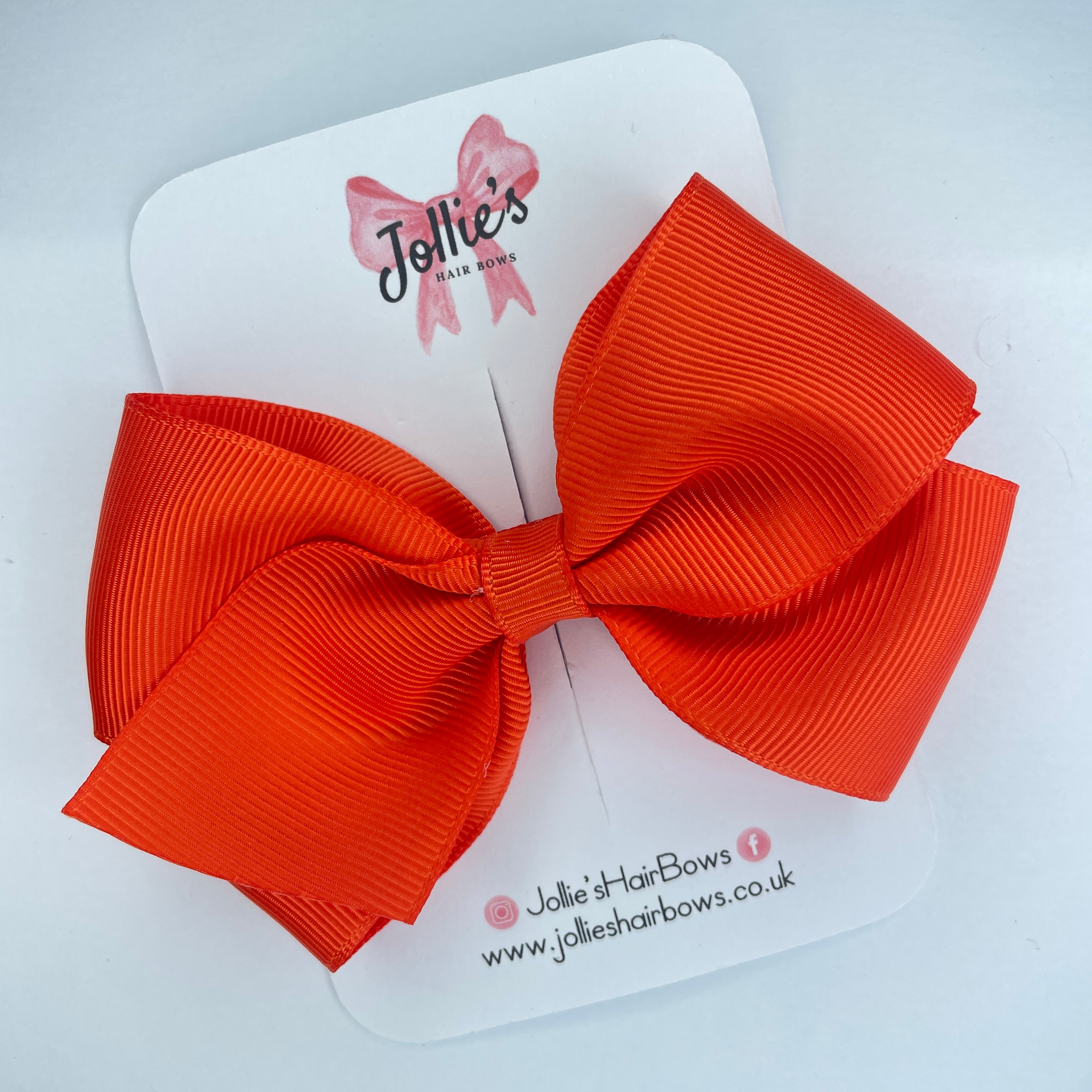 4" Autumn Orange Hair Bow with Clip – Grosgrain Ribbon with Lined Alligator Clip