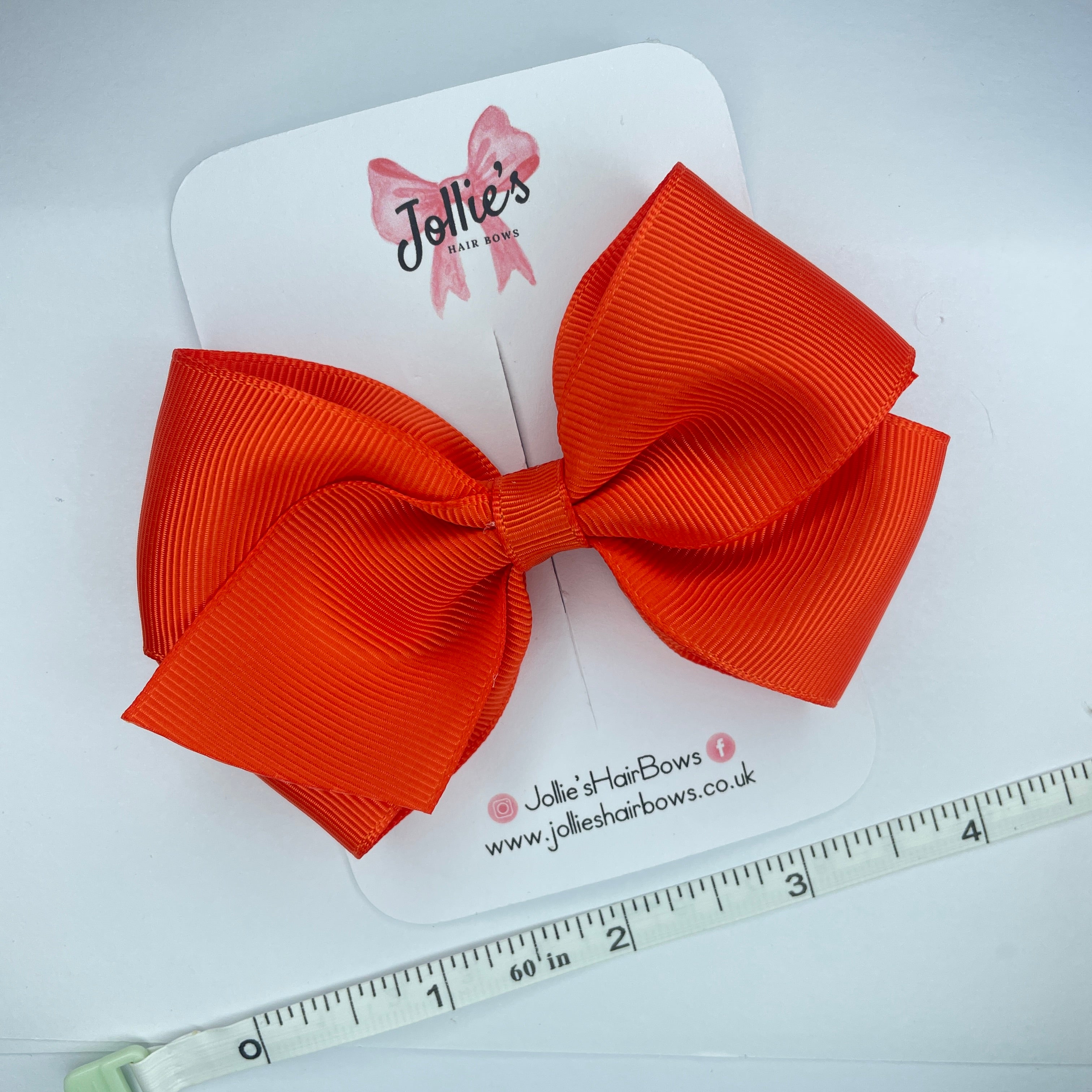 4" Autumn Orange Hair Bow with Clip – Grosgrain Ribbon with Lined Alligator Clip