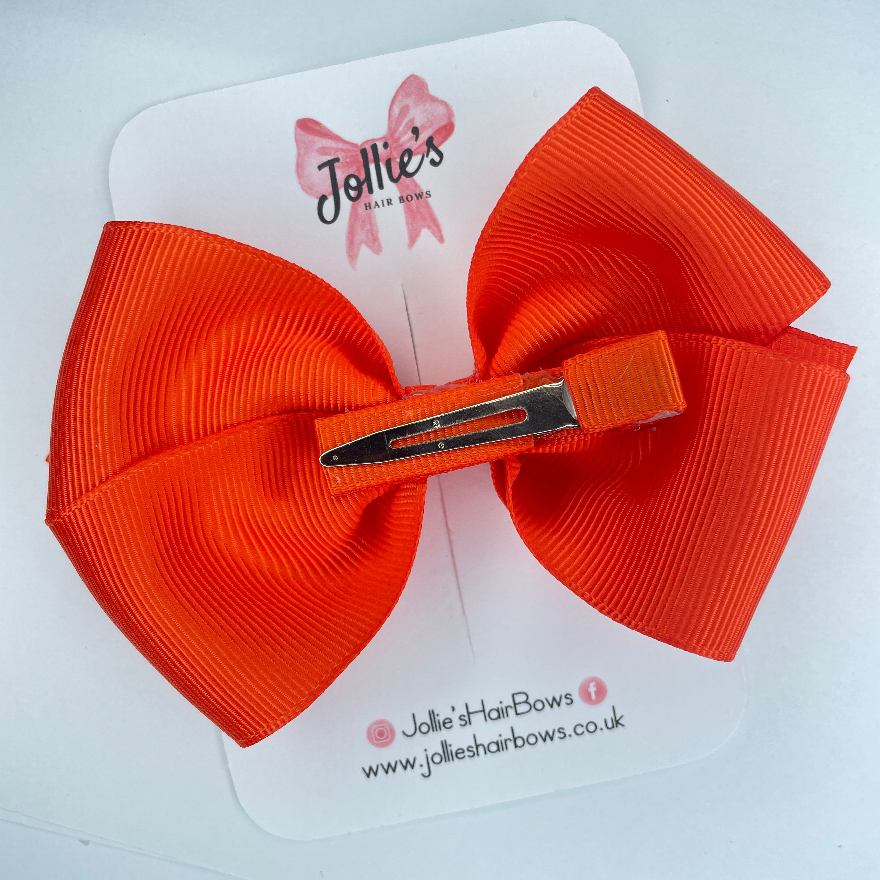 4" Autumn Orange Hair Bow with Clip – Grosgrain Ribbon with Lined Alligator Clip