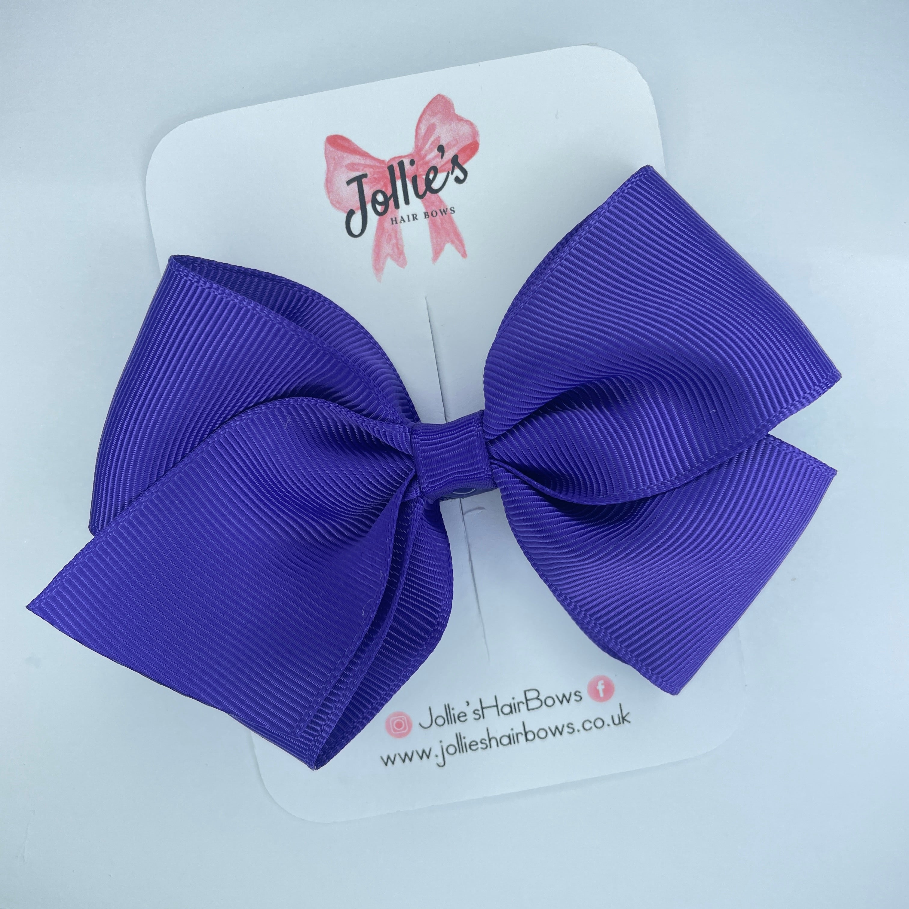 4" Regal Purple Hair Bow with Clip – Grosgrain Ribbon with Lined Alligator Clip
