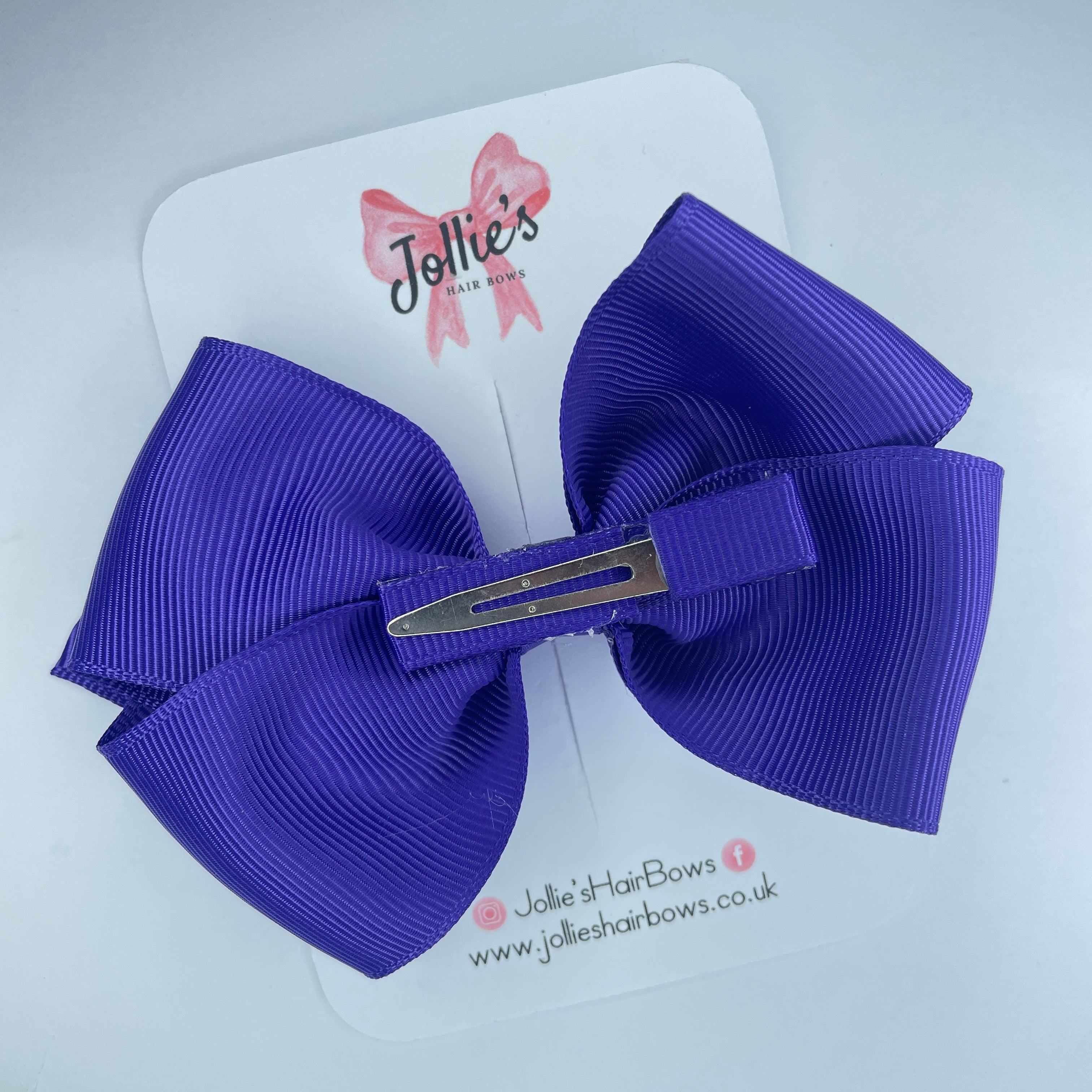 4" Regal Purple Hair Bow with Clip – Grosgrain Ribbon with Lined Alligator Clip