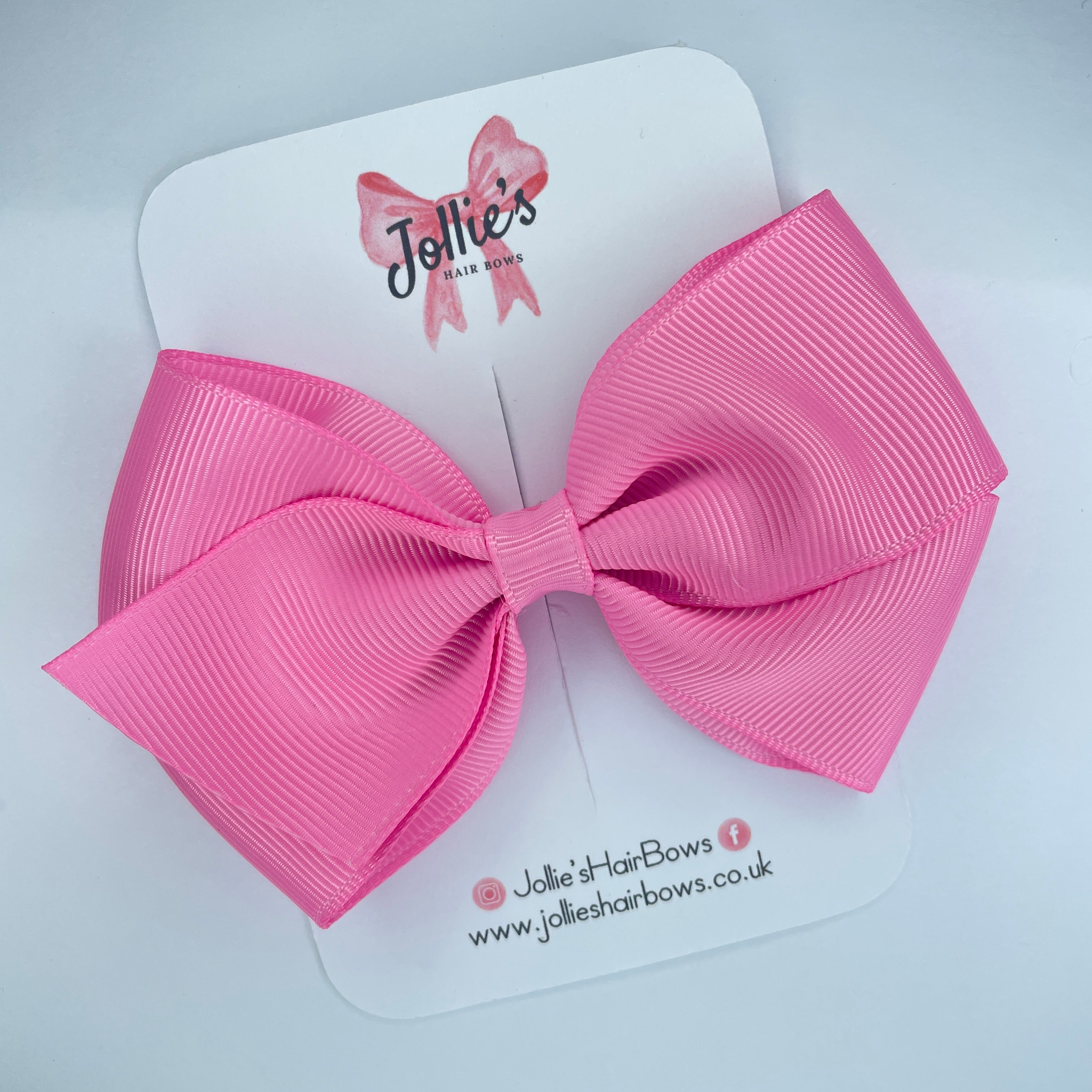 4" Geranium Pink Hair Bow with Clip – Grosgrain Ribbon with Lined Alligator Clip