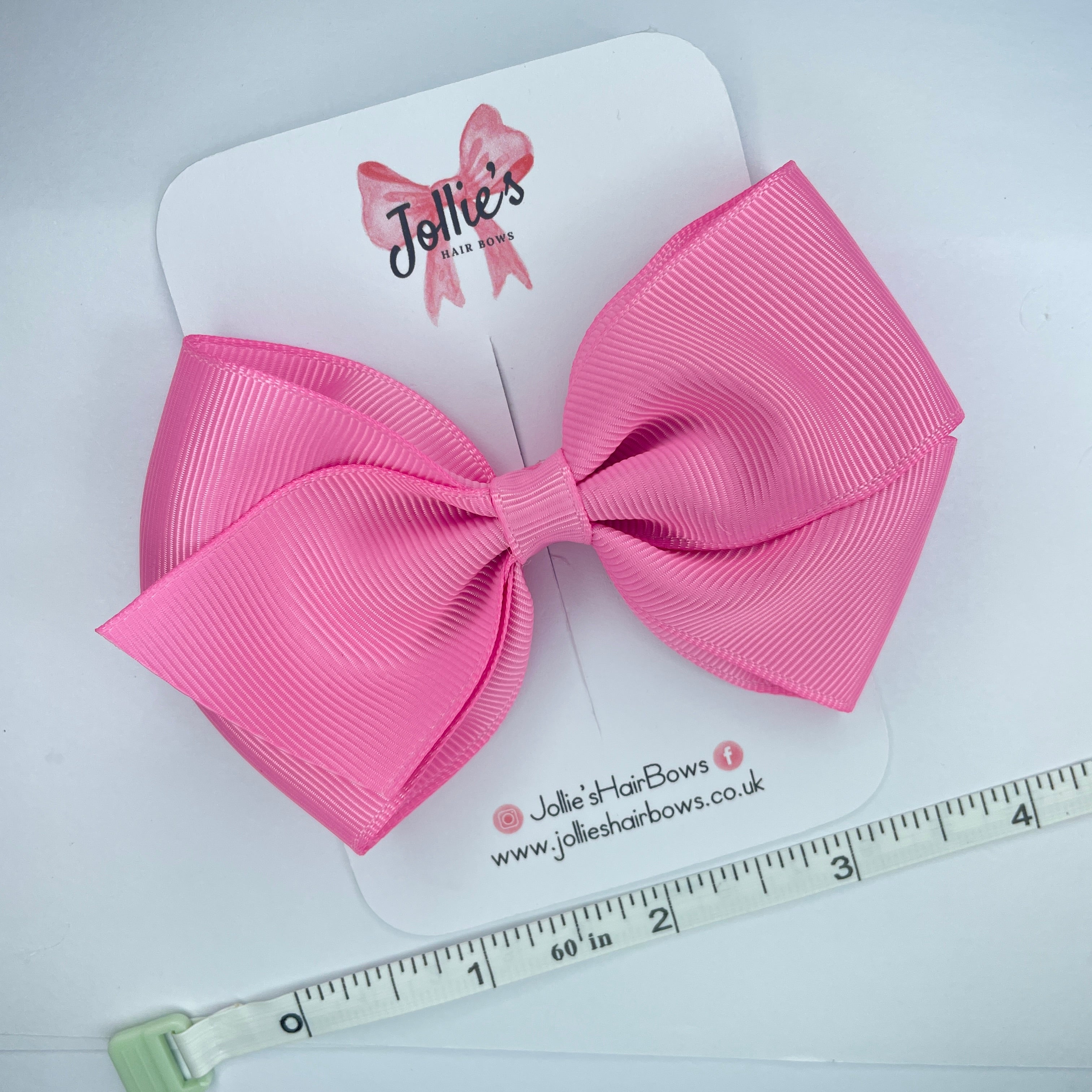 4" Geranium Pink Hair Bow with Clip – Grosgrain Ribbon with Lined Alligator Clip