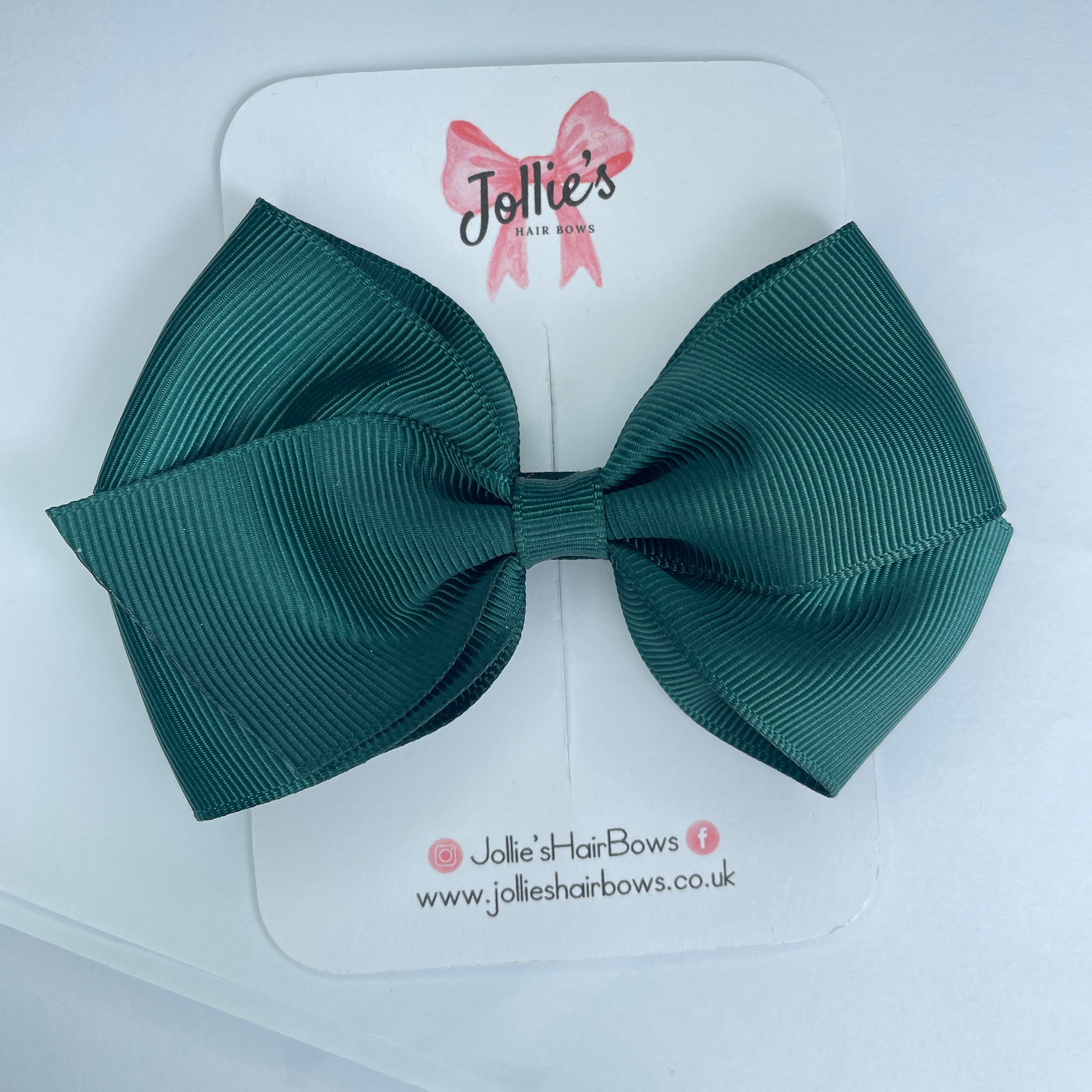 4" Spruce Hair Bow with Clip – Grosgrain Ribbon with Lined Alligator Clip