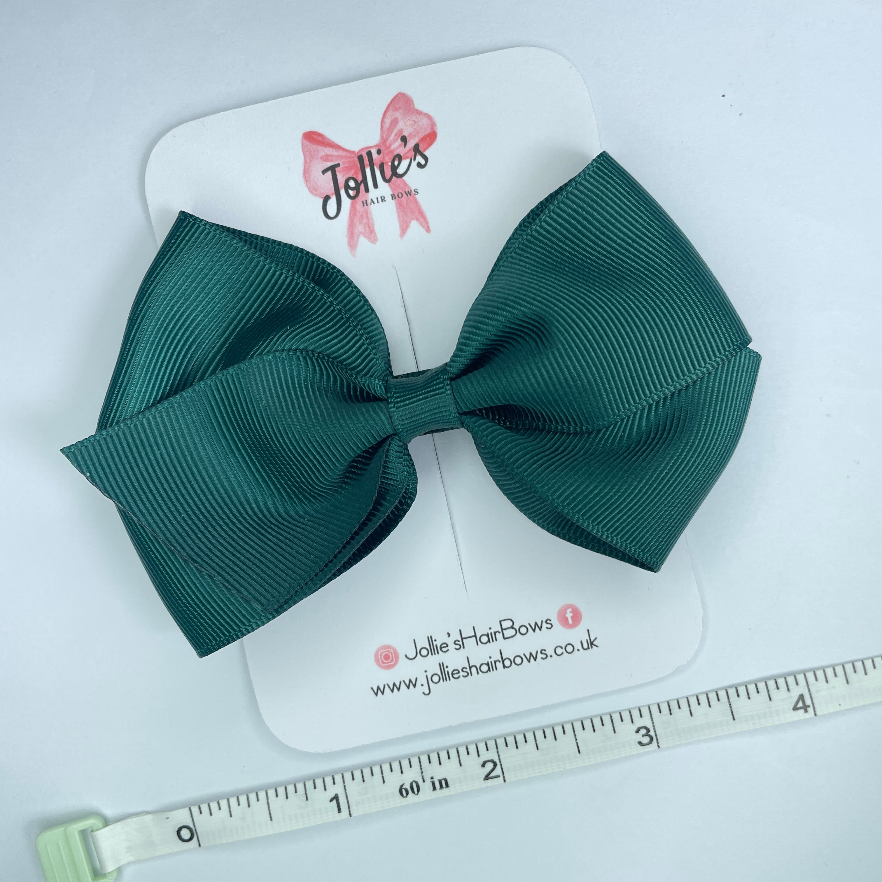 4" Spruce Hair Bow with Clip – Grosgrain Ribbon with Lined Alligator Clip
