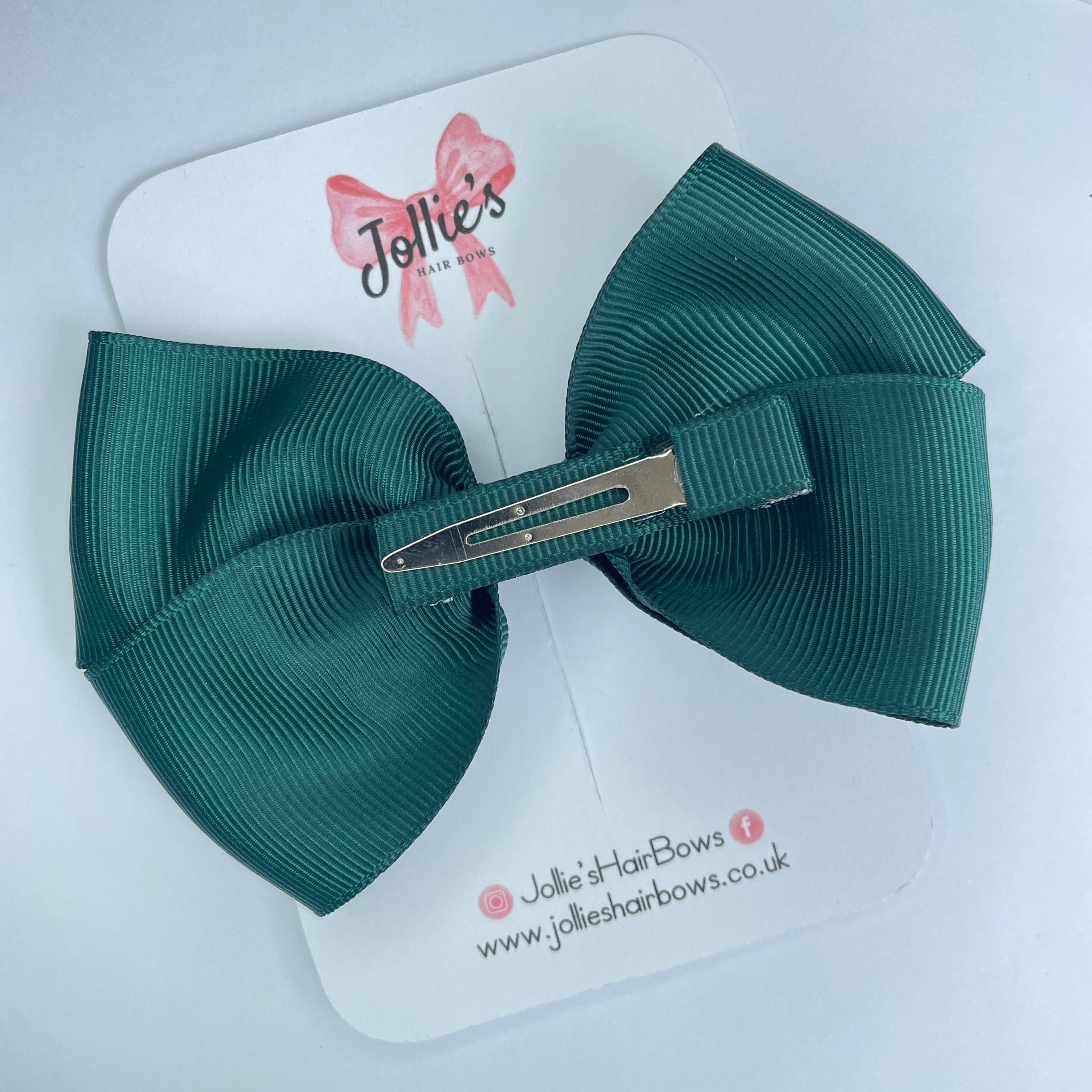 4" Spruce Hair Bow with Clip – Grosgrain Ribbon with Lined Alligator Clip