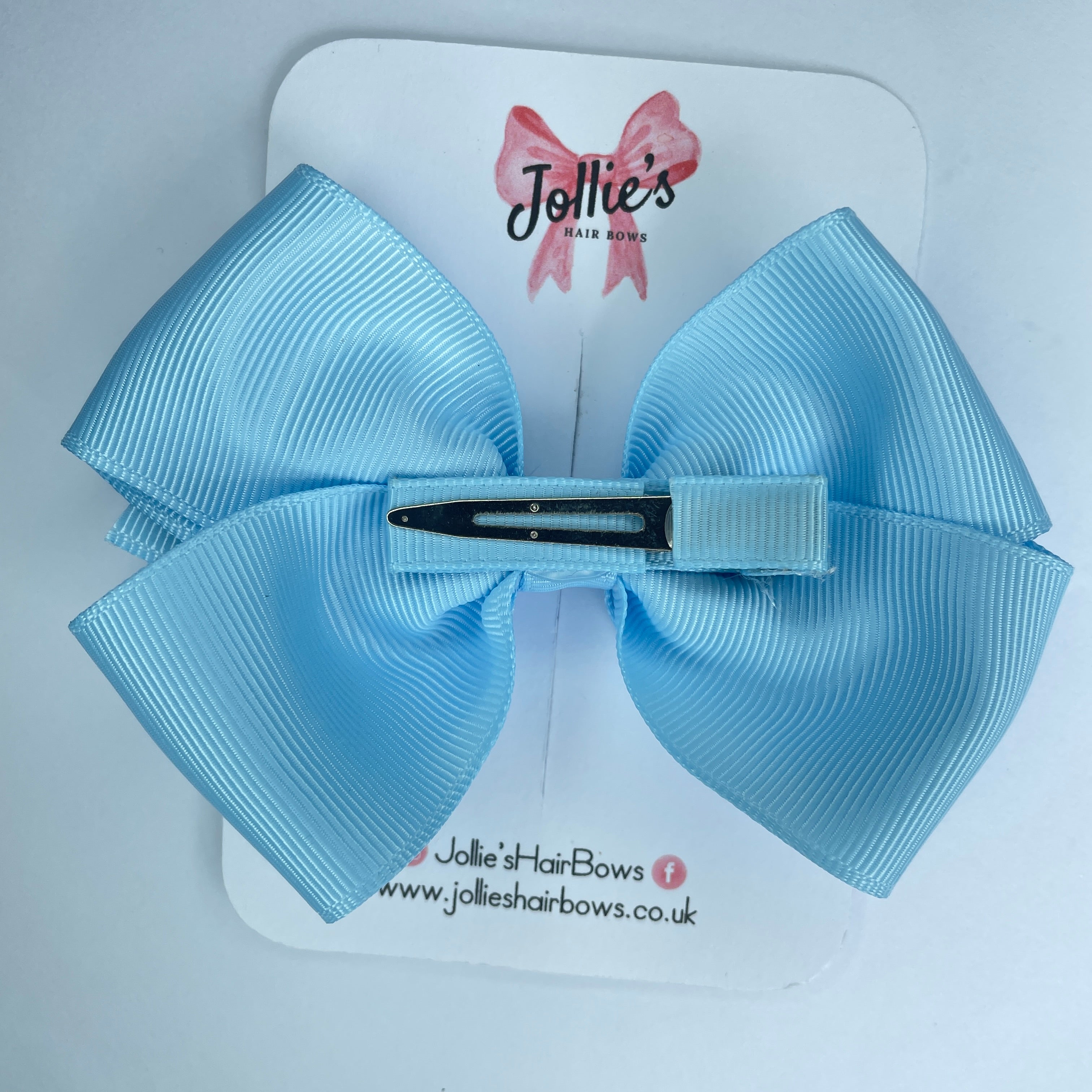 4" Blue Topaz Hair Bow with Clip – Grosgrain Ribbon with Lined Alligator Clip